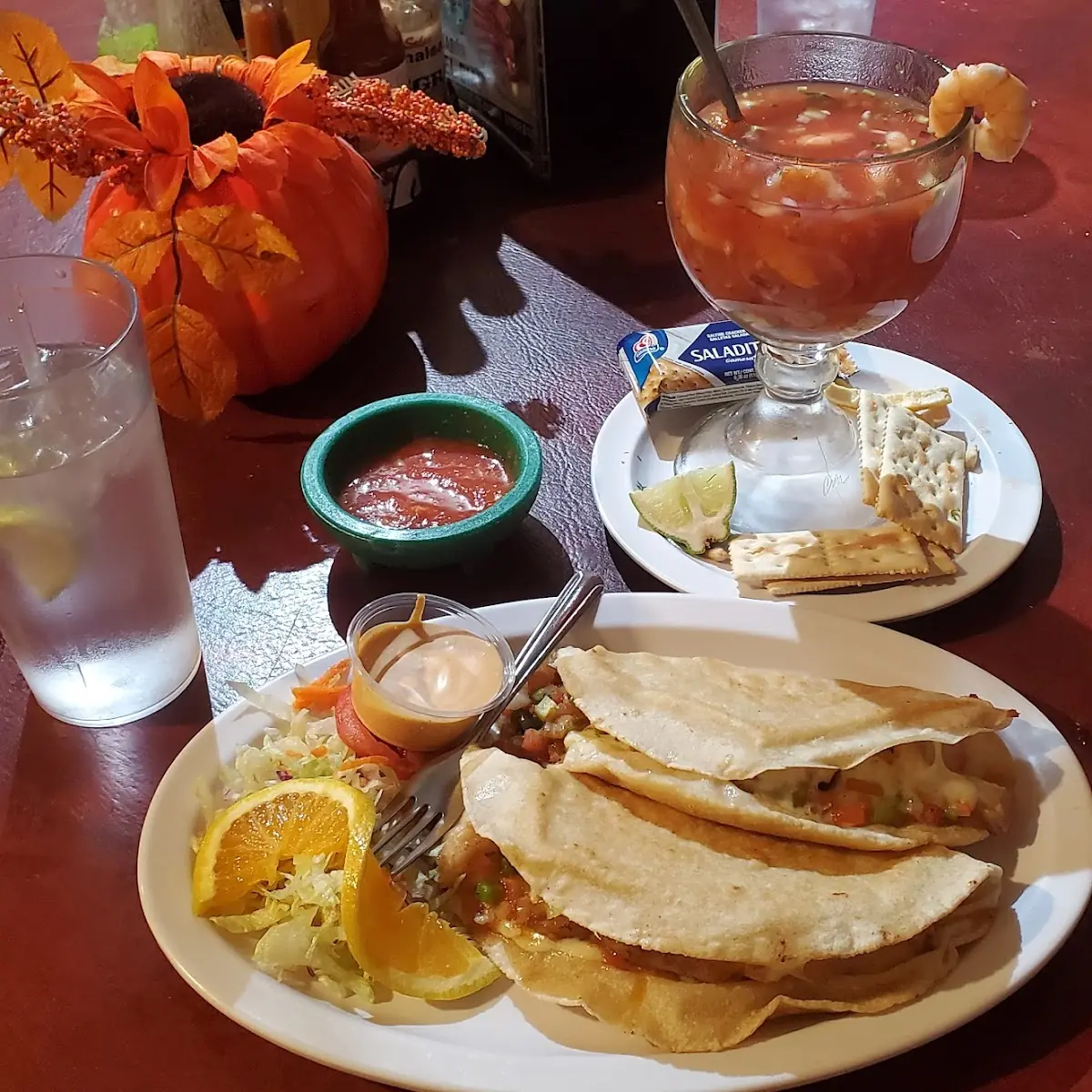 Fish Tacos and Shrimp Cocktail