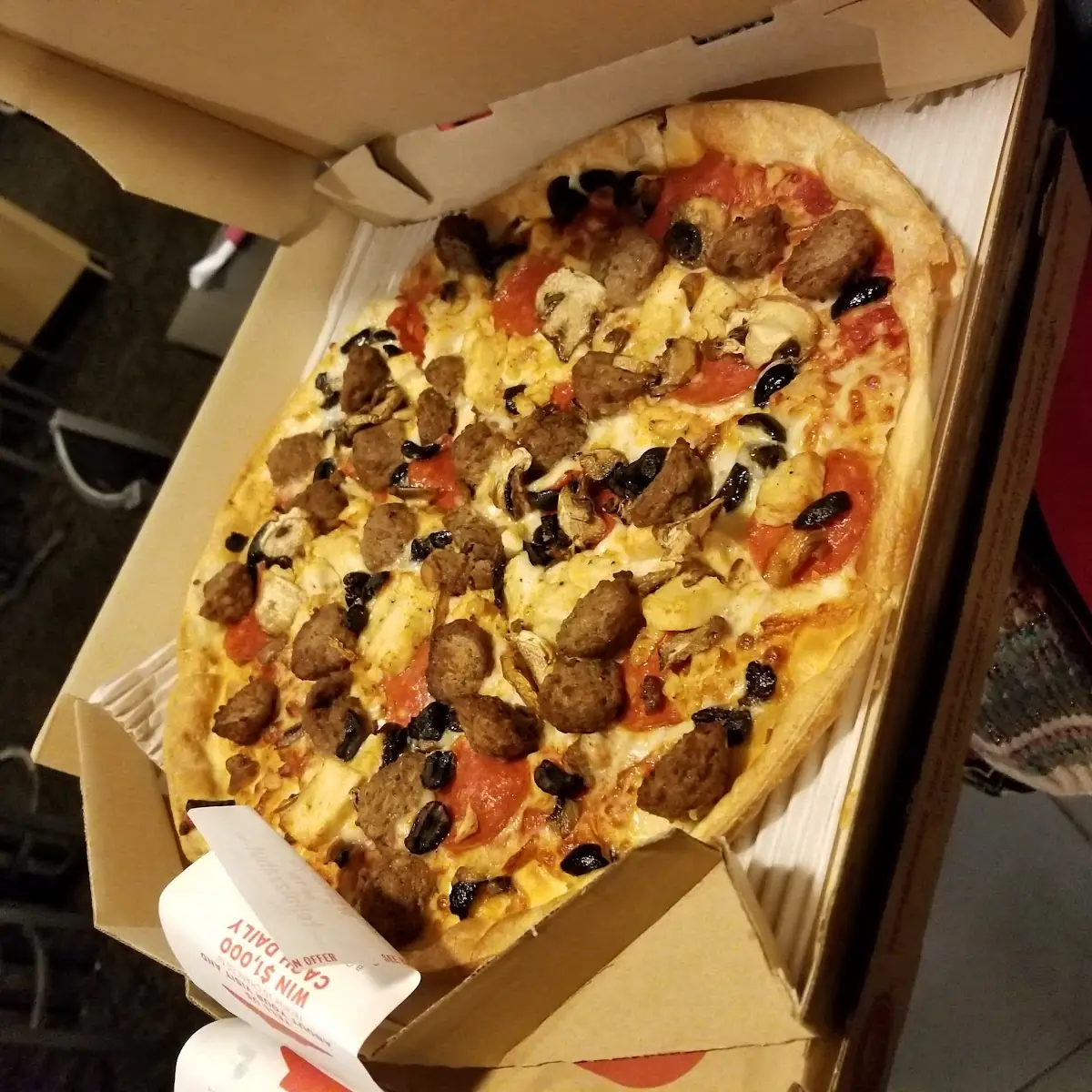 Thin Crust Pepperoni Meatball and Black Olives