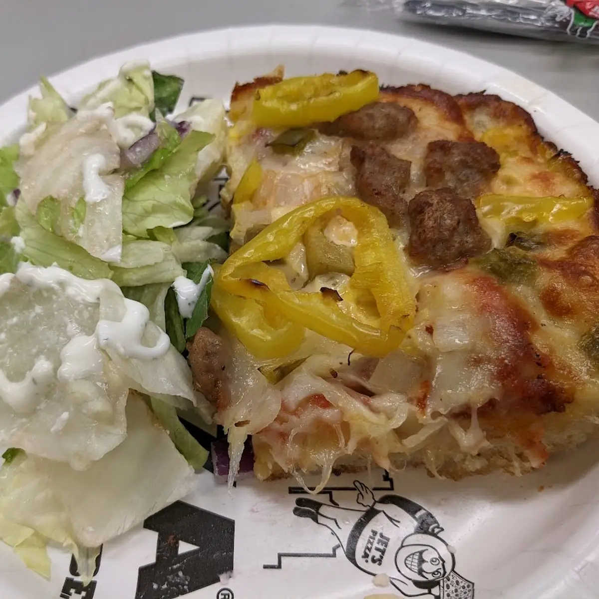 Greek Salad and Eugene Supreme Pizza