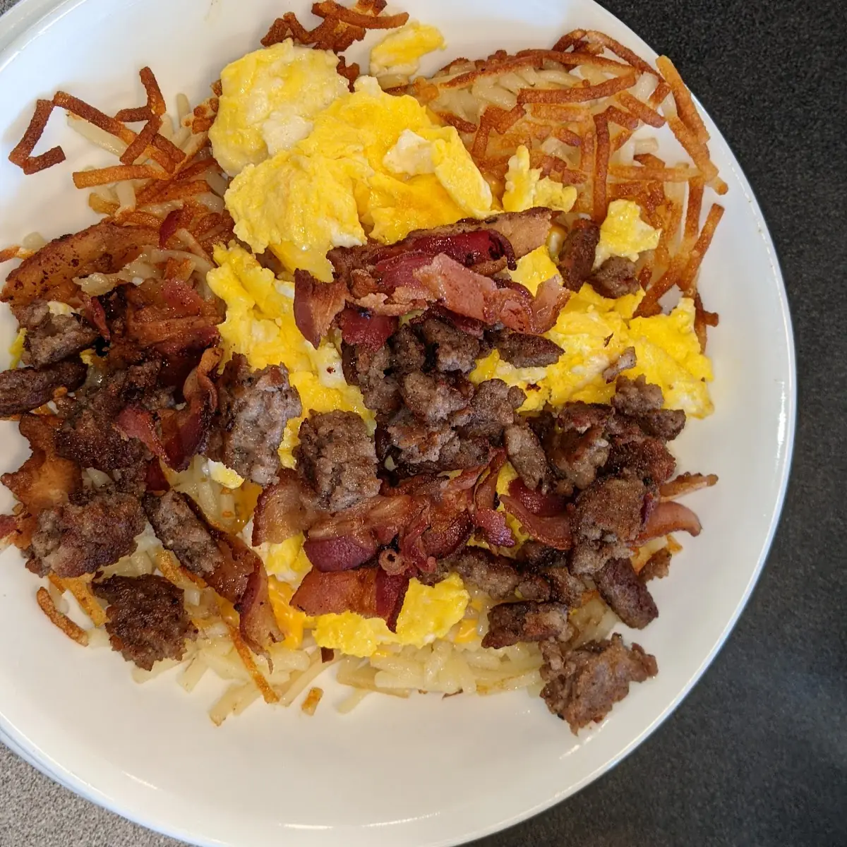 Sausage Bacon Egg Cheese Hash Brown Bowl