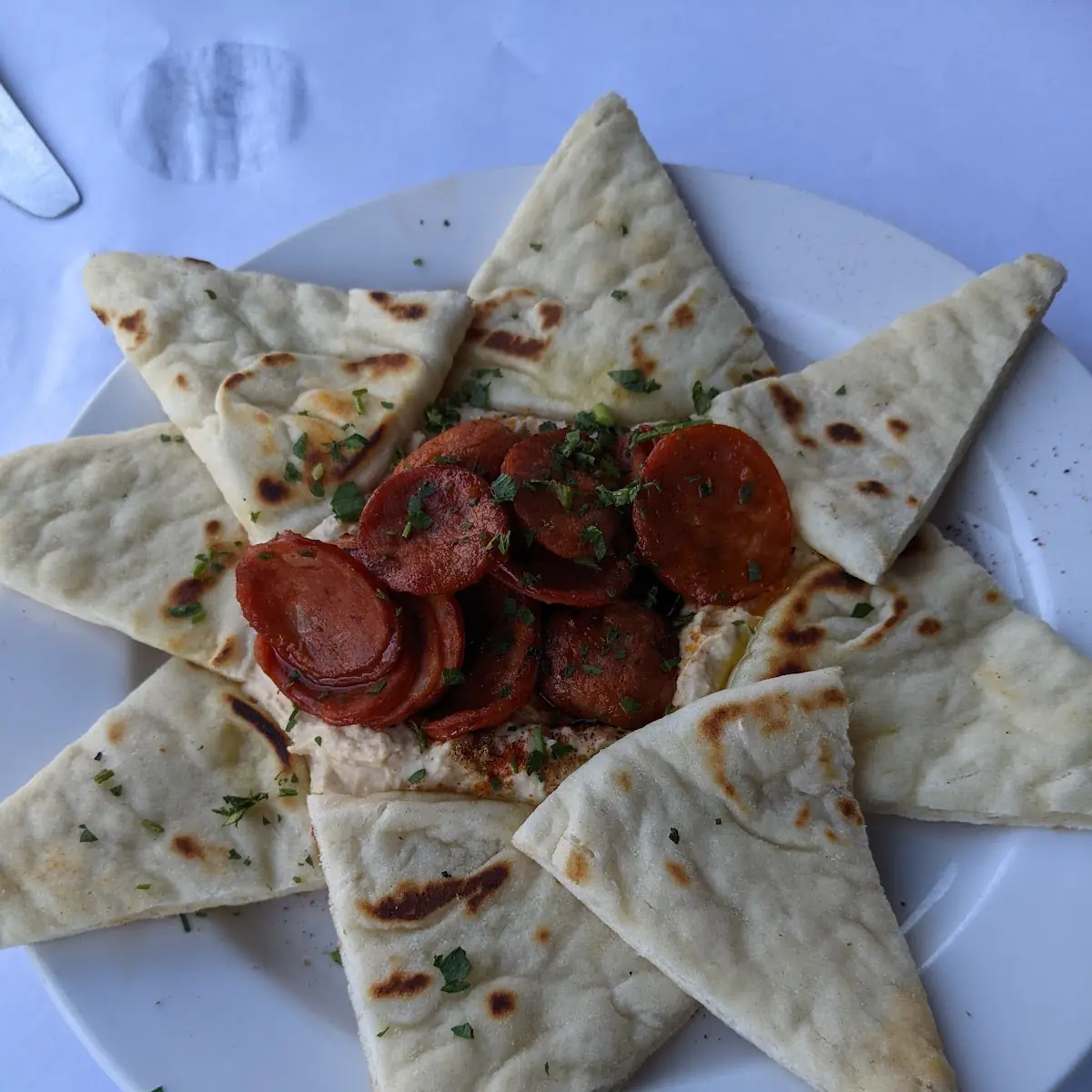 House-Made Hummus with Linguica Asena’S Flatbread