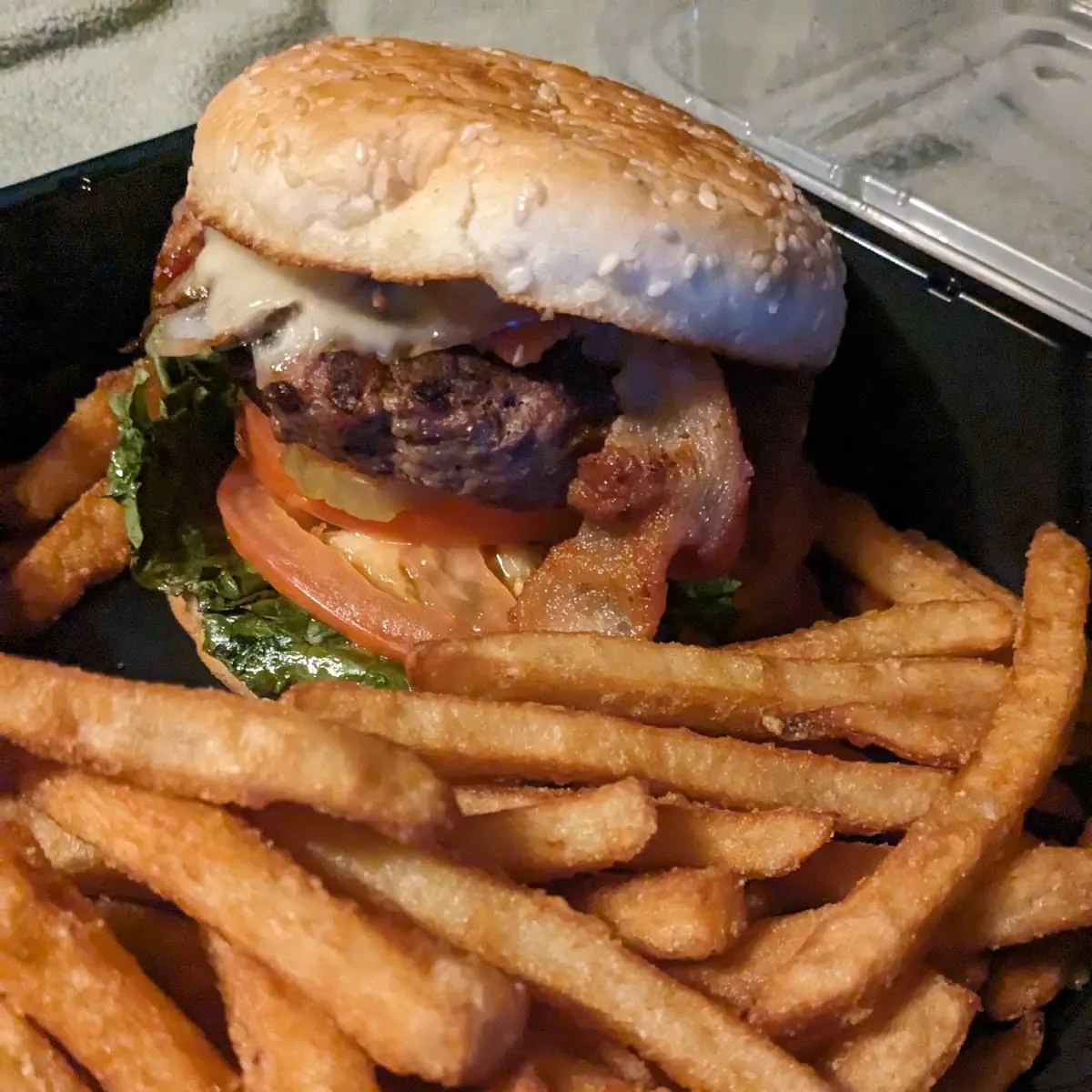 Mushroom Swiss Burger with Bacon