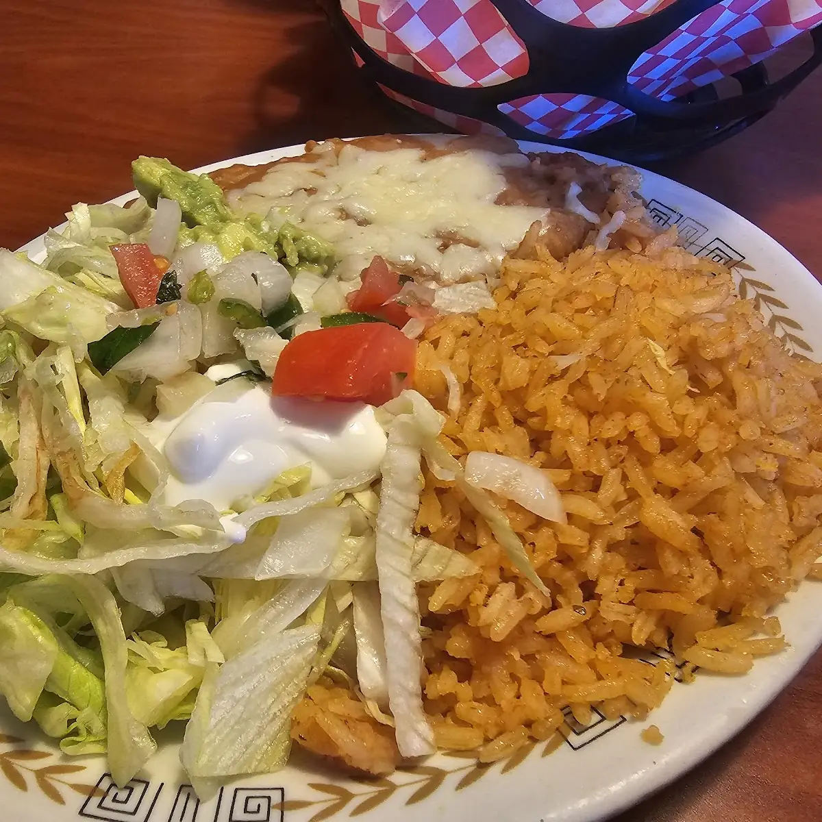 Rice Beans and Salad