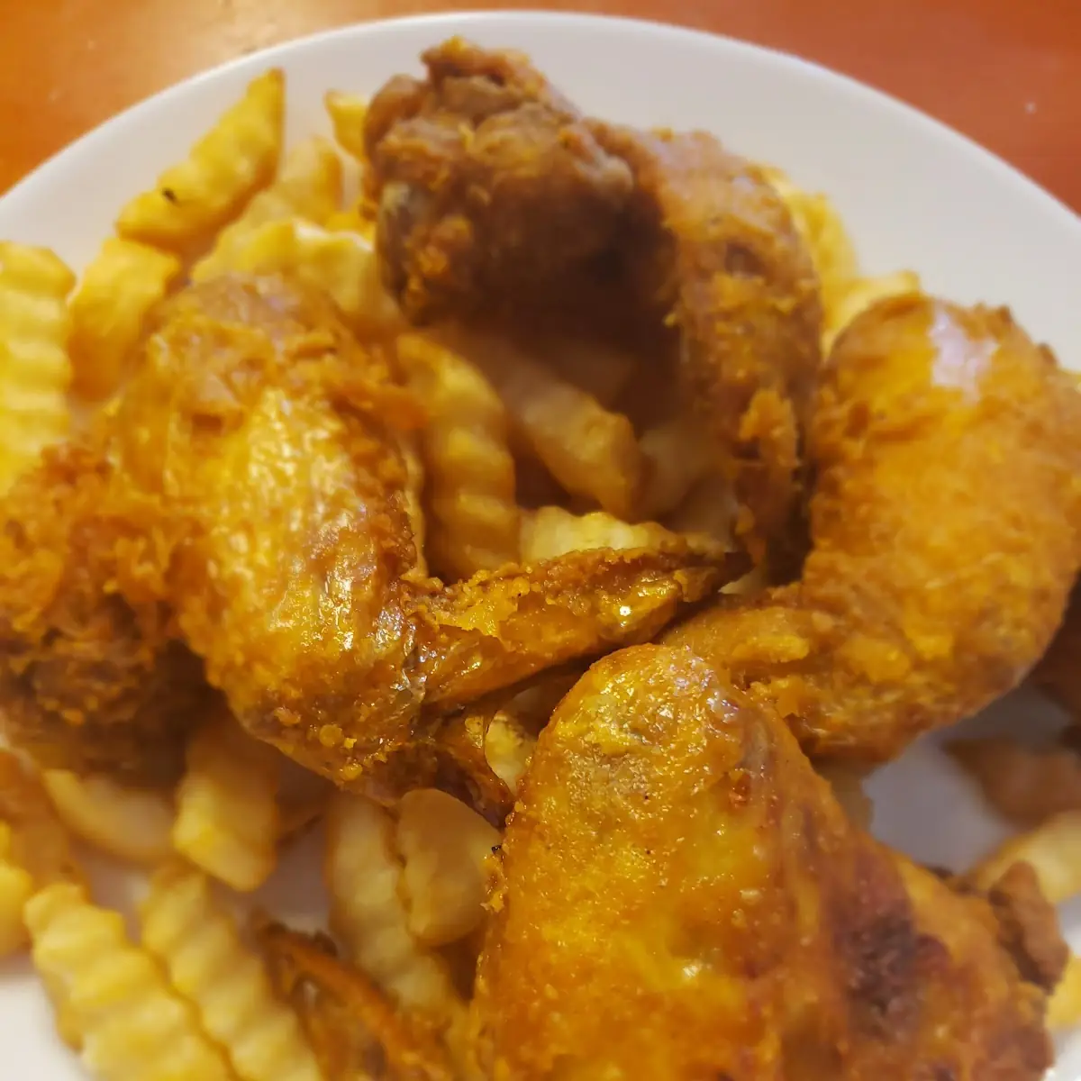Fried Chicken Wings and Fries
