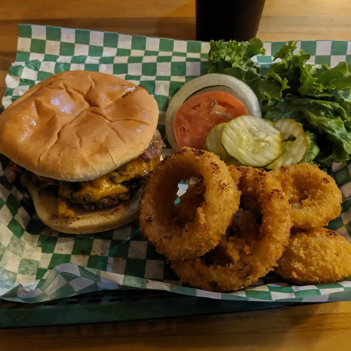 Bacon Cheeseburger with Onion Rings