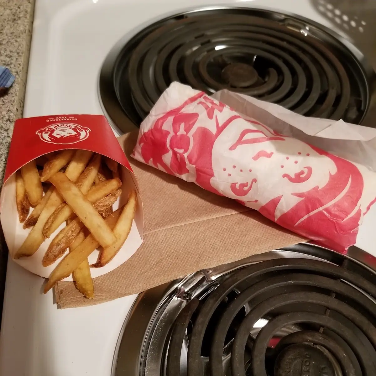 Grilled Chicken Wrap and Fries