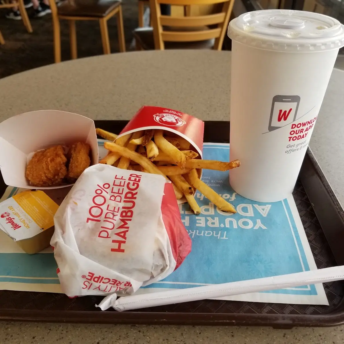 Double Stack Fries Chicken Nuggets and Unsweetened Iced Tea