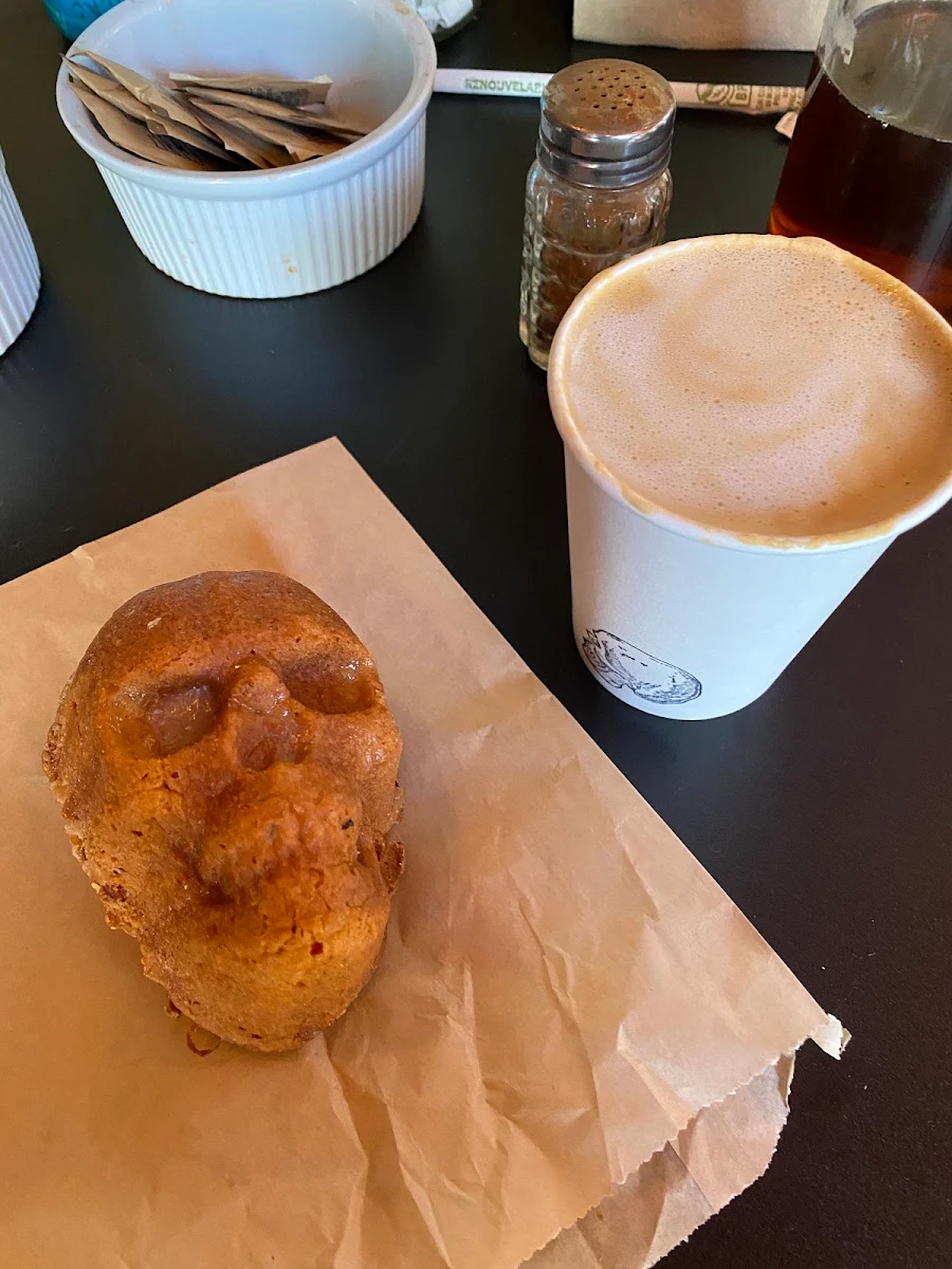 Skull Cake and Almond Milk Latte