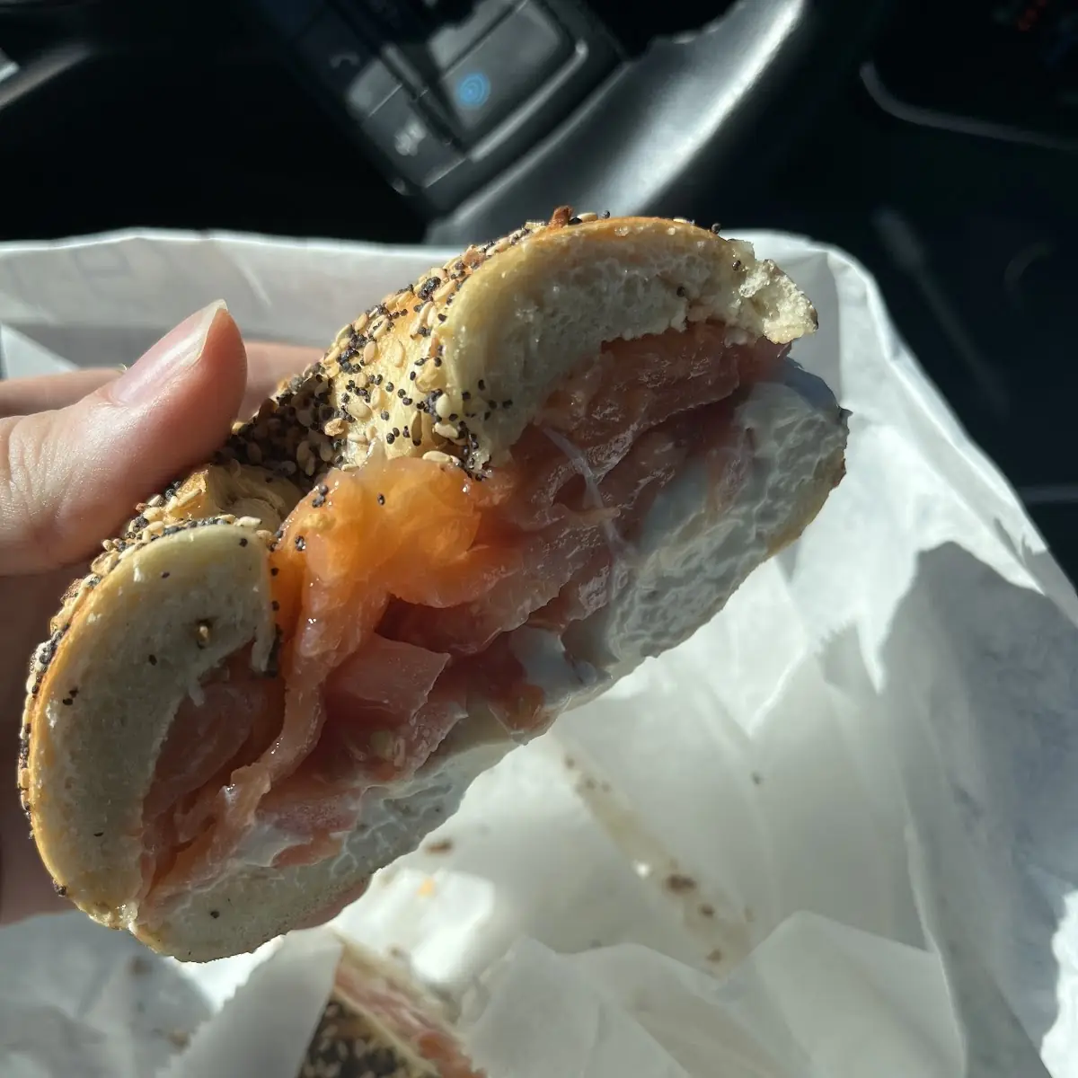 Everything Bagel with Cream Cheese Lox and Tomato