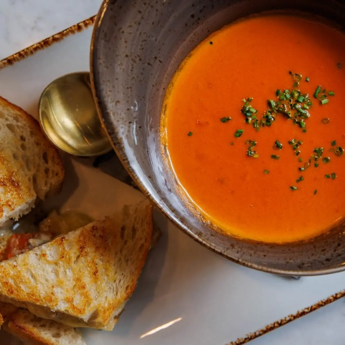 Truffle Brie Grilled Cheese & Tomato Bisque
