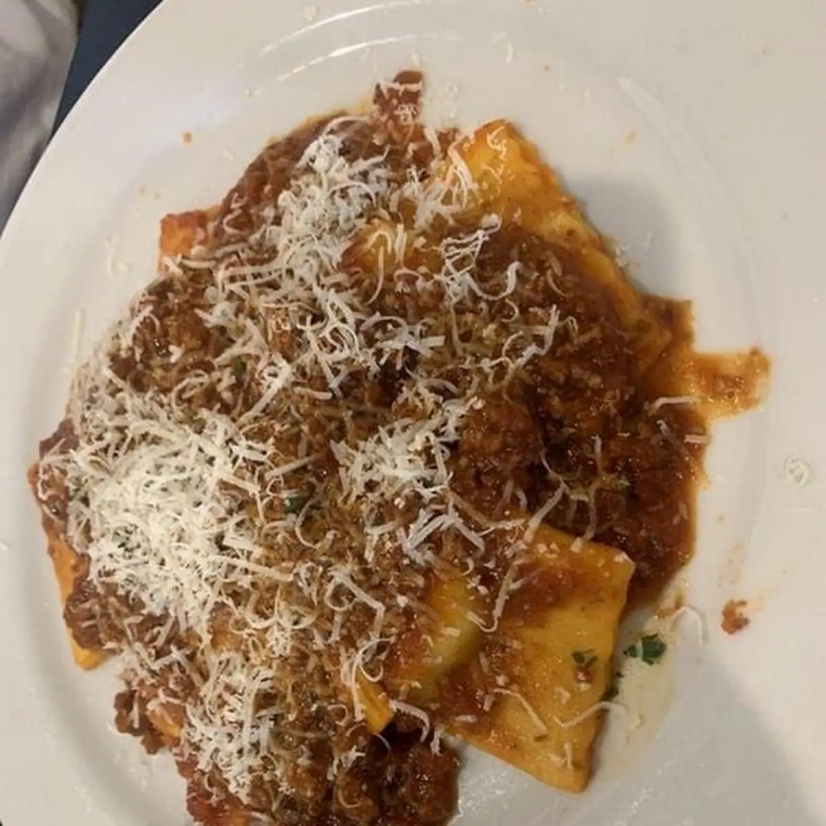 Spinach Ravioli with Meat Sauce