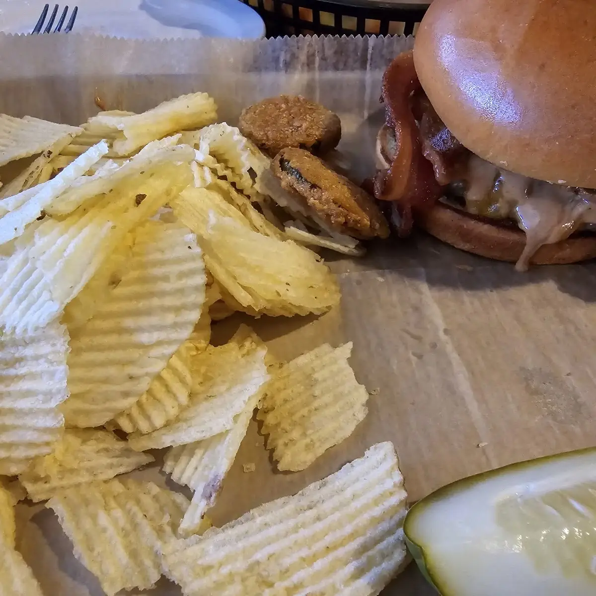 Peanut Butter with Deep Fried Pickles Hamburger