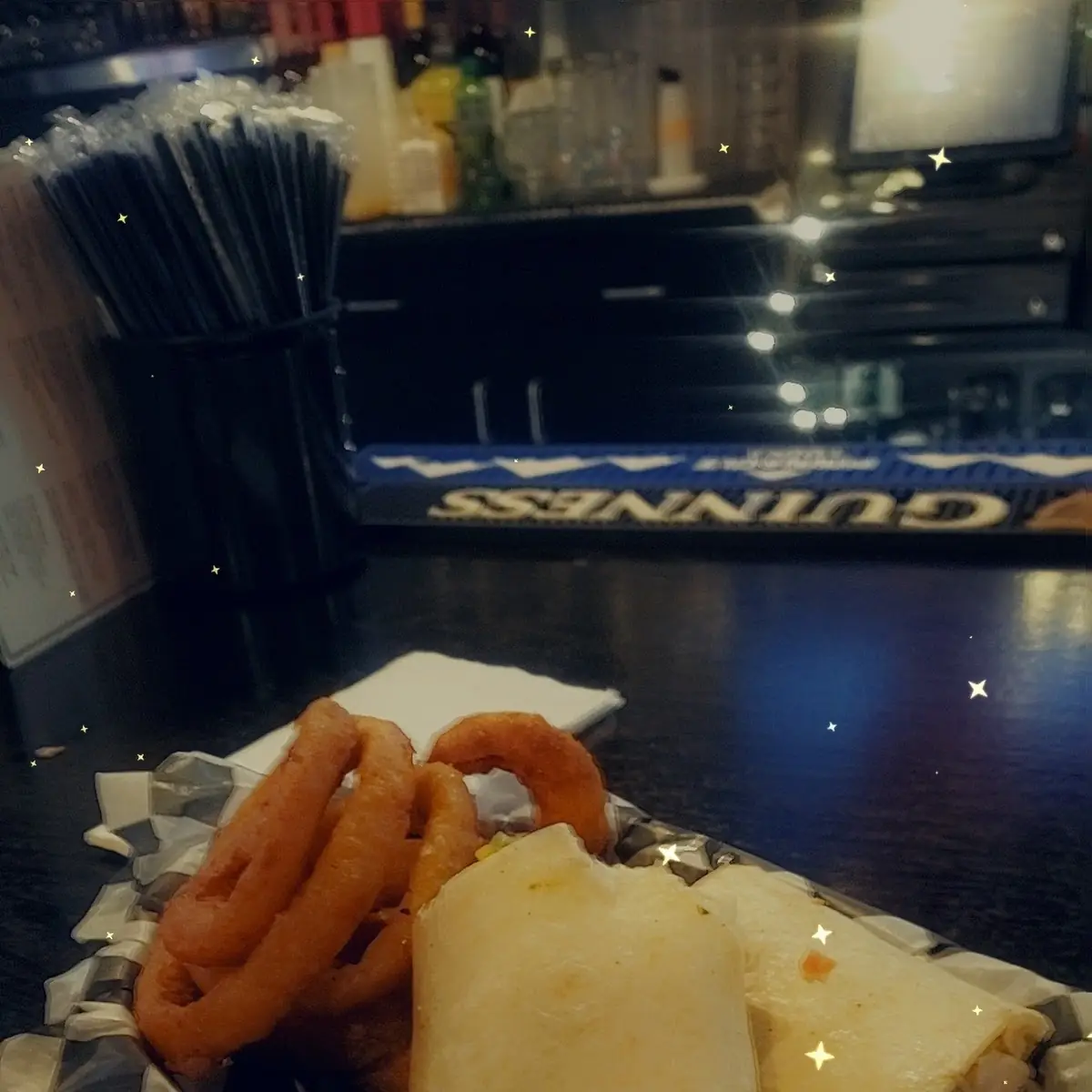Onion Rings and Chicken Wrap