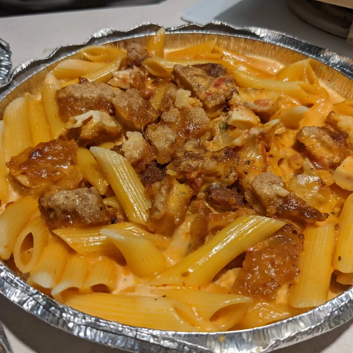 Penne Vodka with Breaded Chicken