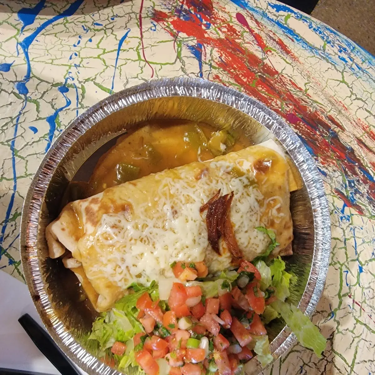 Shredded Chicken Burrito Enchilada Style