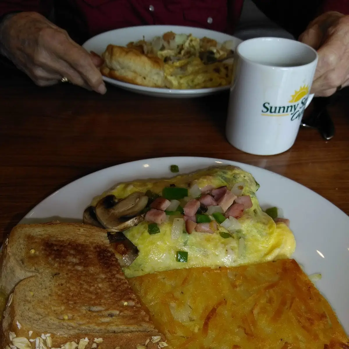 Western Omelet Hash Browns and Toast