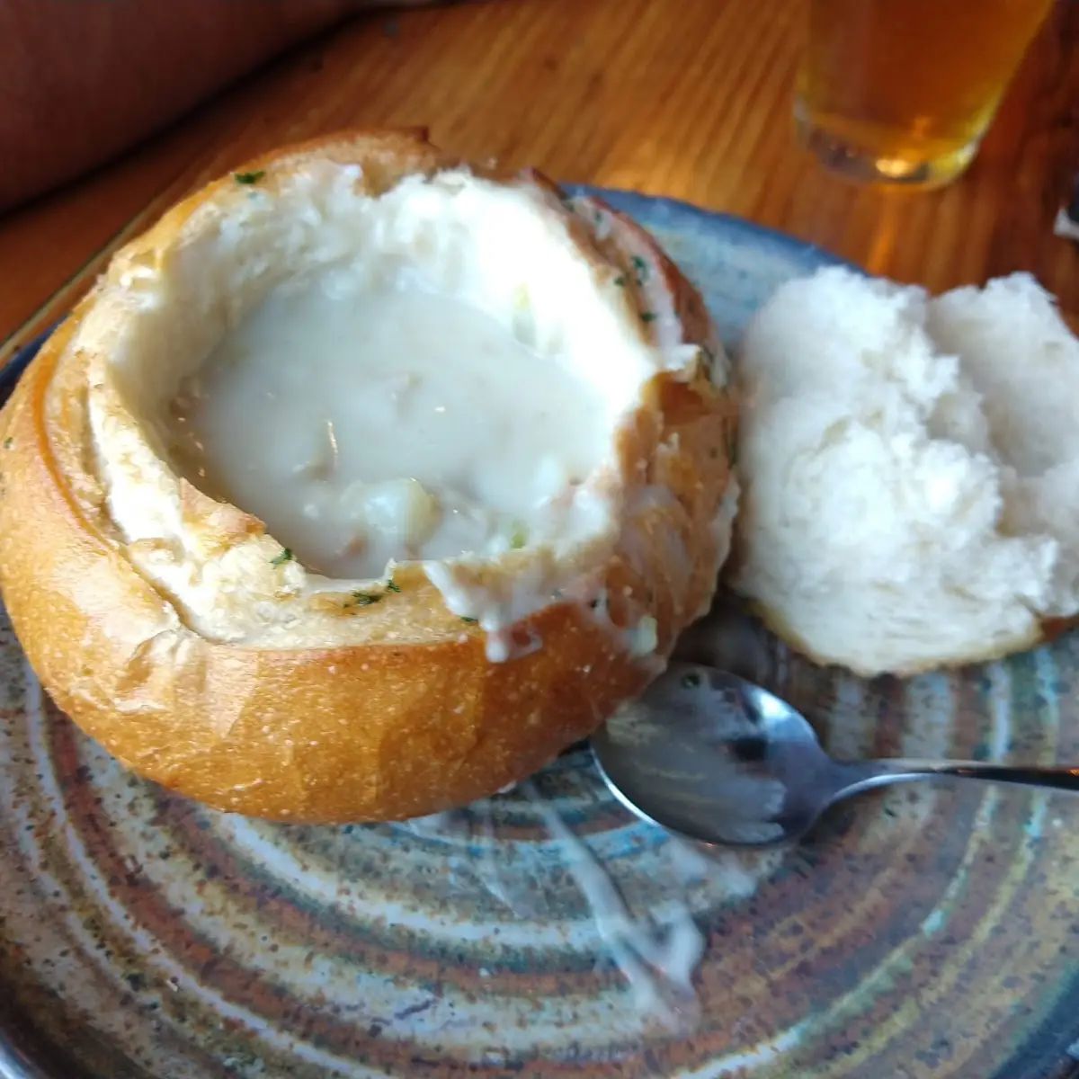 Creamy Seafood Chowder in Bread Bowl