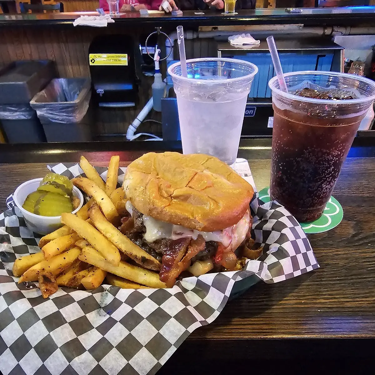 Double Bacon Cheeseburger and Fries