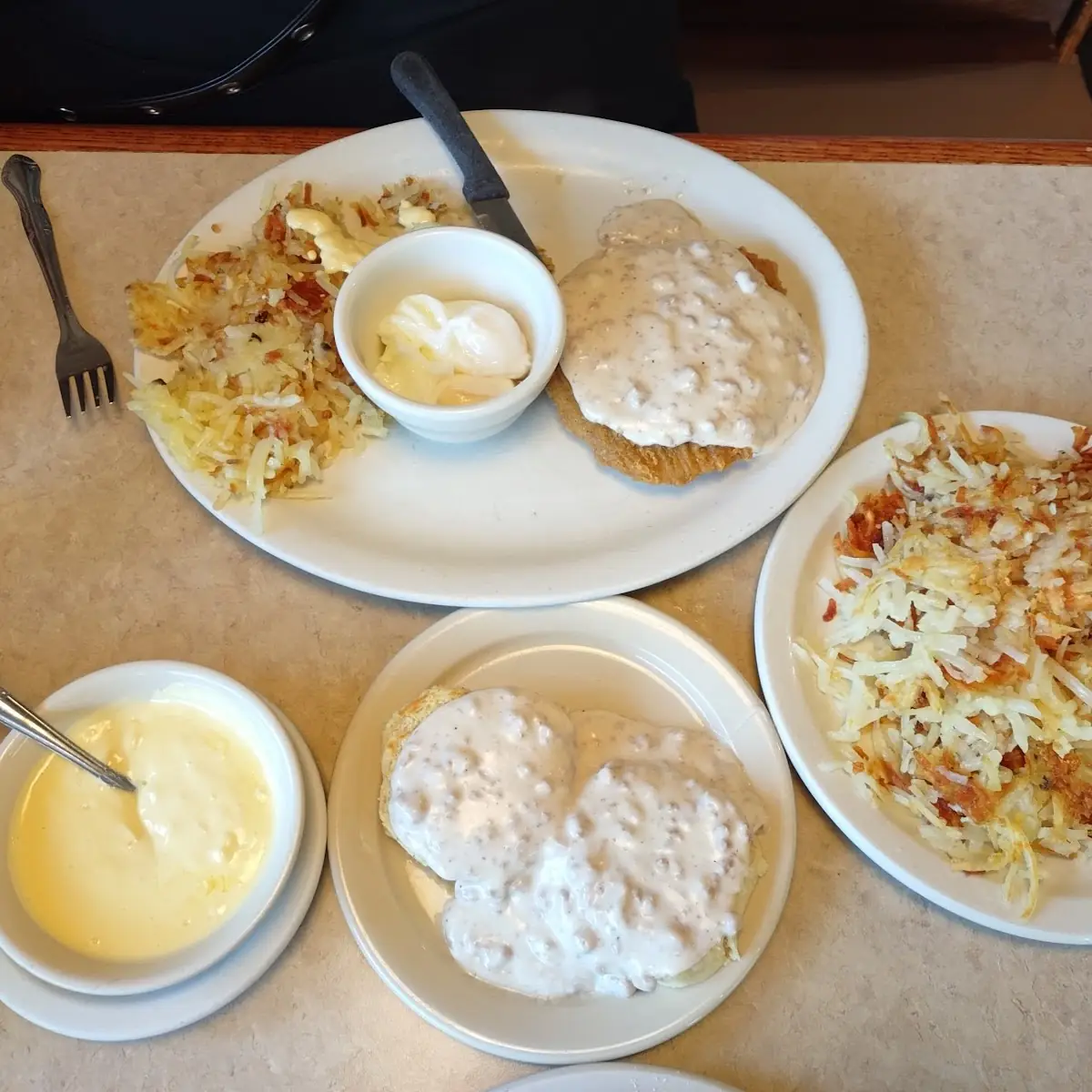Chicken Fried Steak with Extra Hash Browns and Biscuits and Gravy