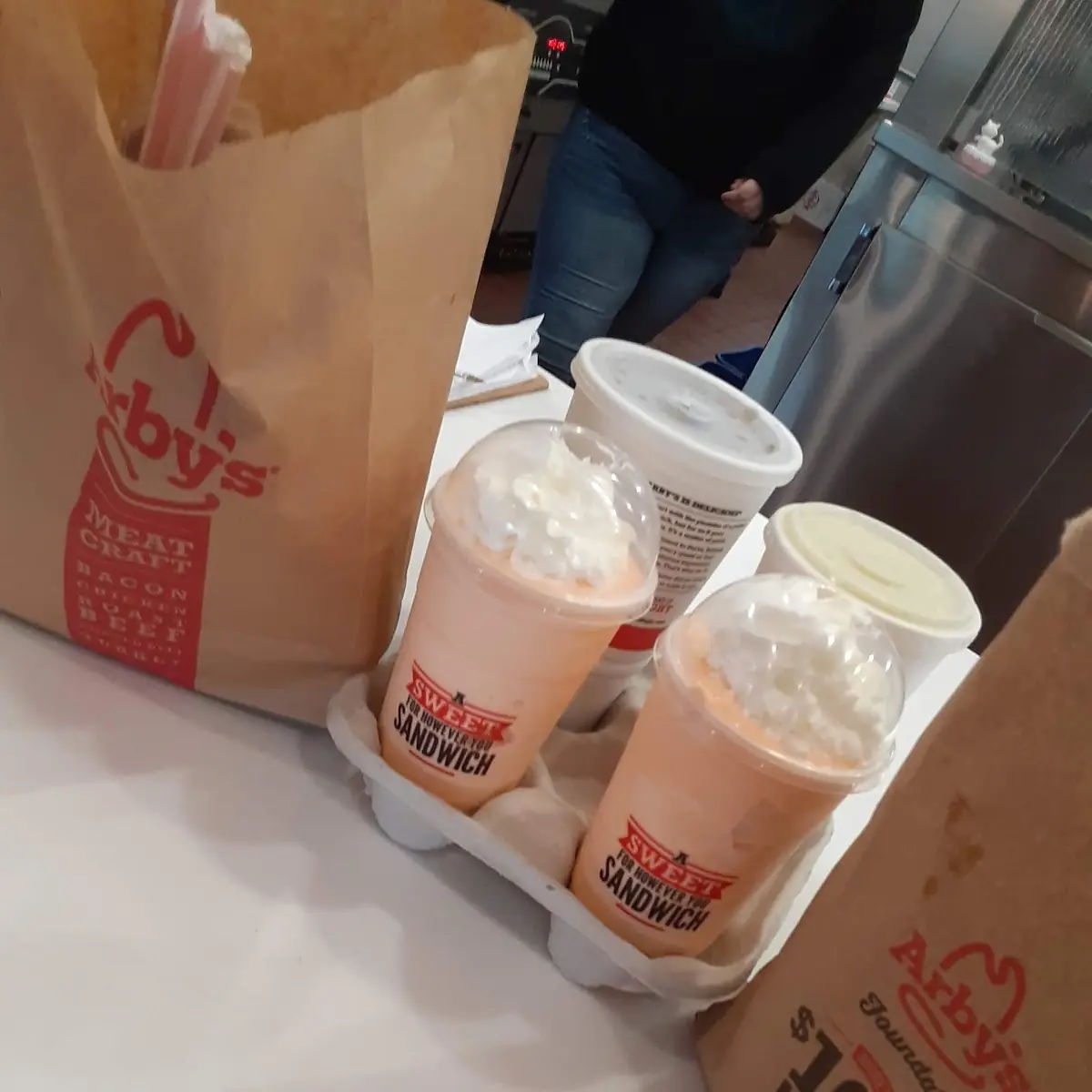 Two Orange Shakes One Mello Yellow One Coke
