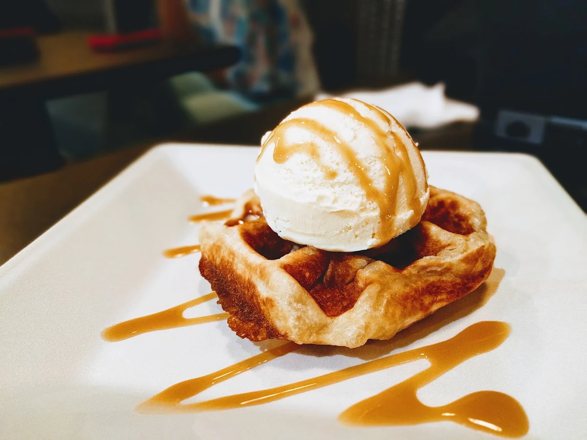 Belgian Waffle and Vanilla Ice Cream