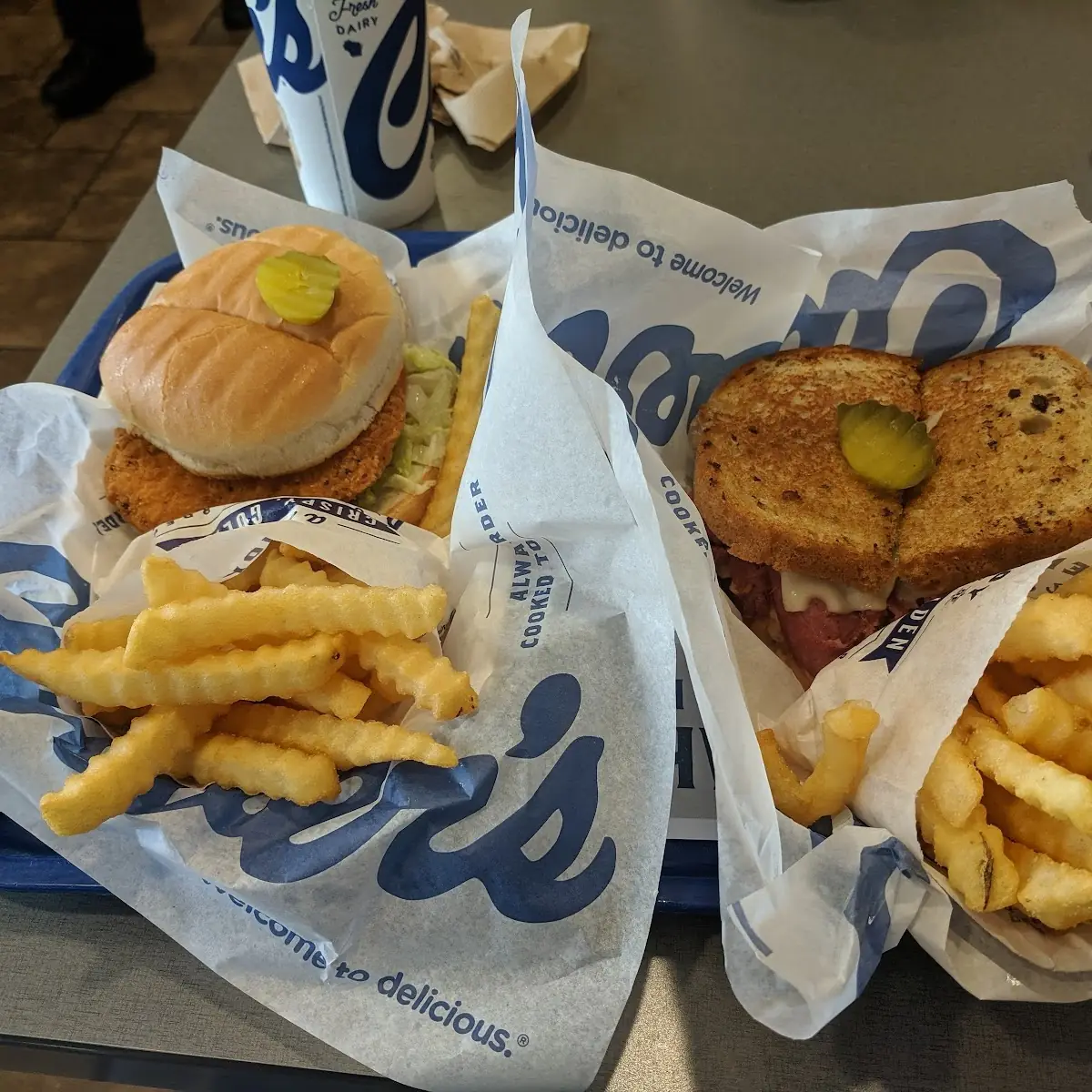 Ruben and Spicy Chicken Sandwich