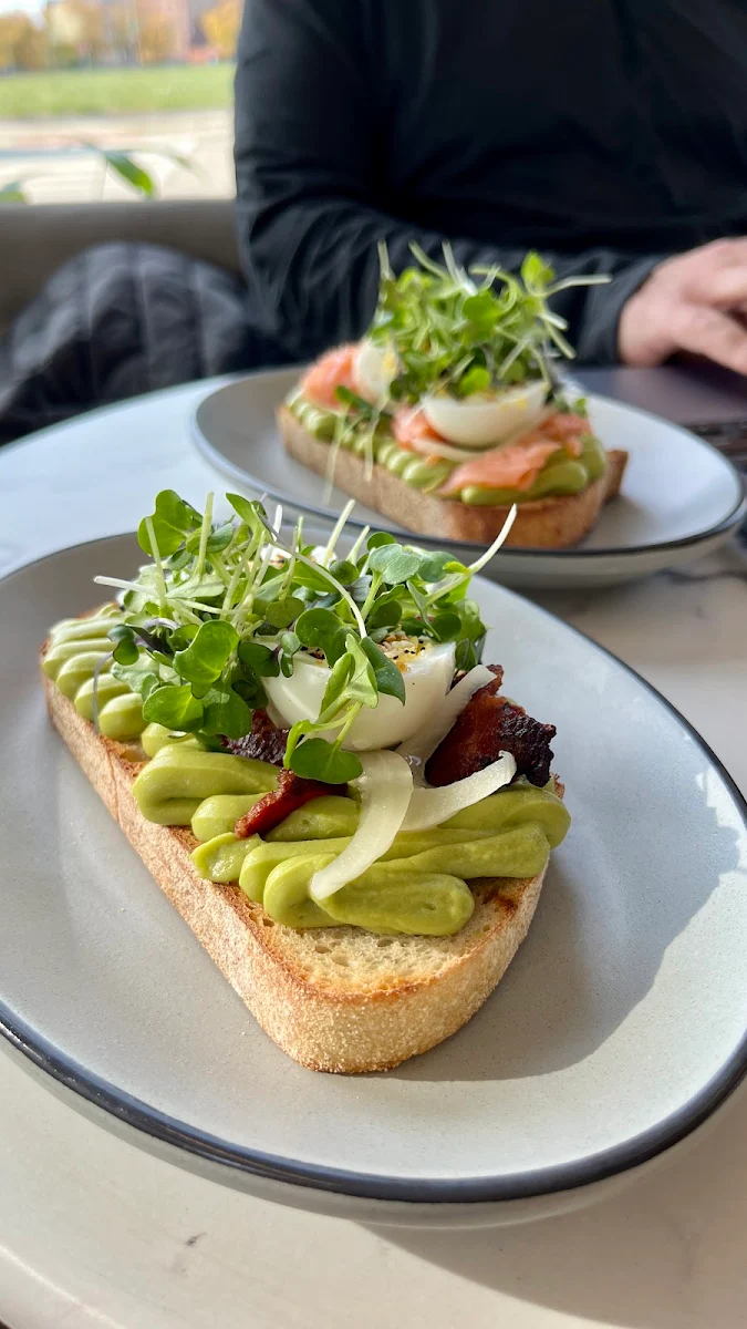Avocado Toast with Egg and Coffee