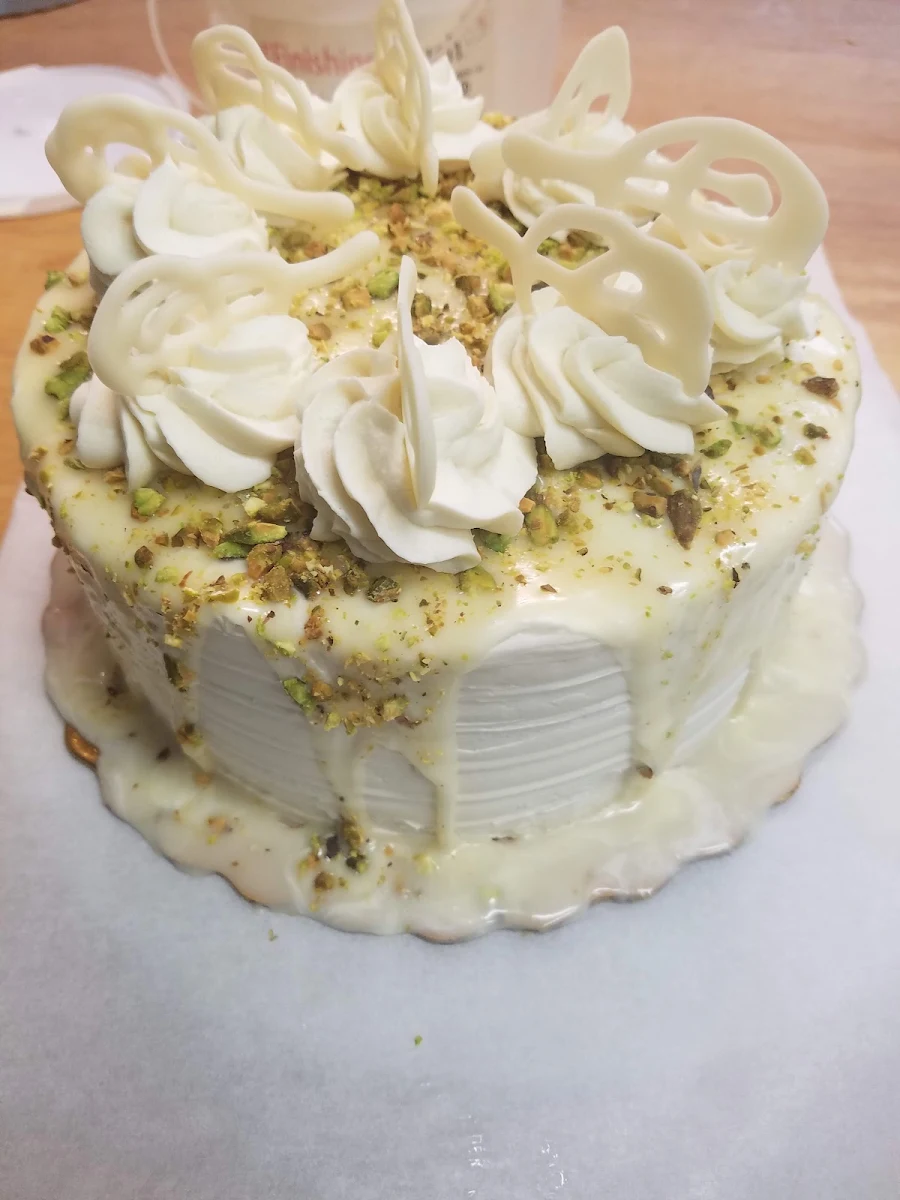 Pistachio White Chocolate Torte