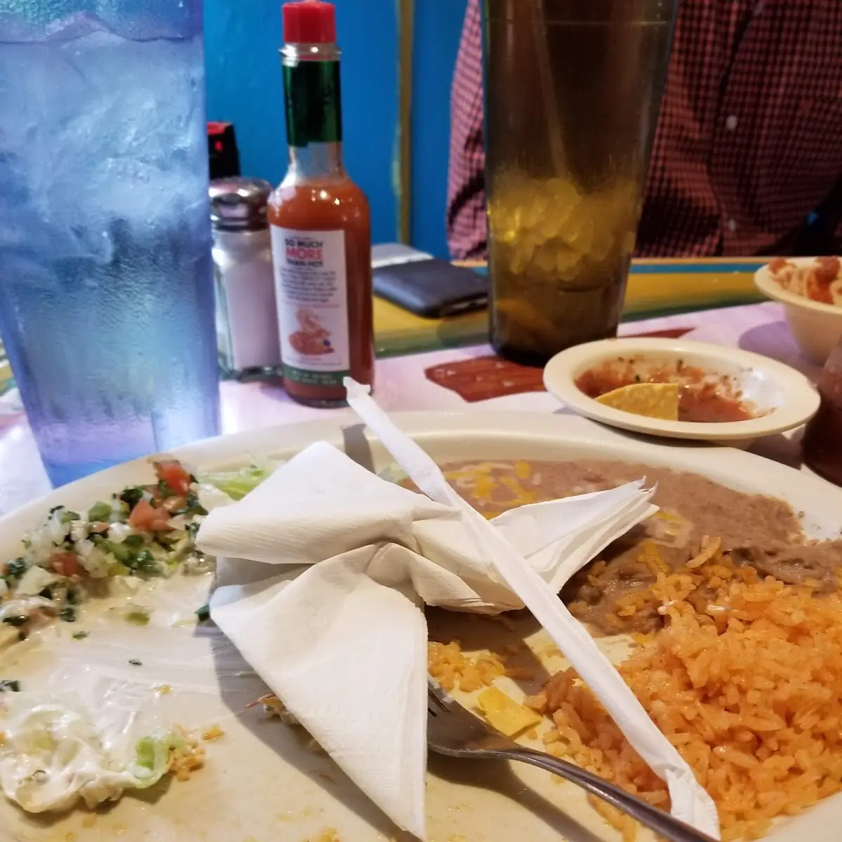 Chimichanga with Refried Beans and Rice