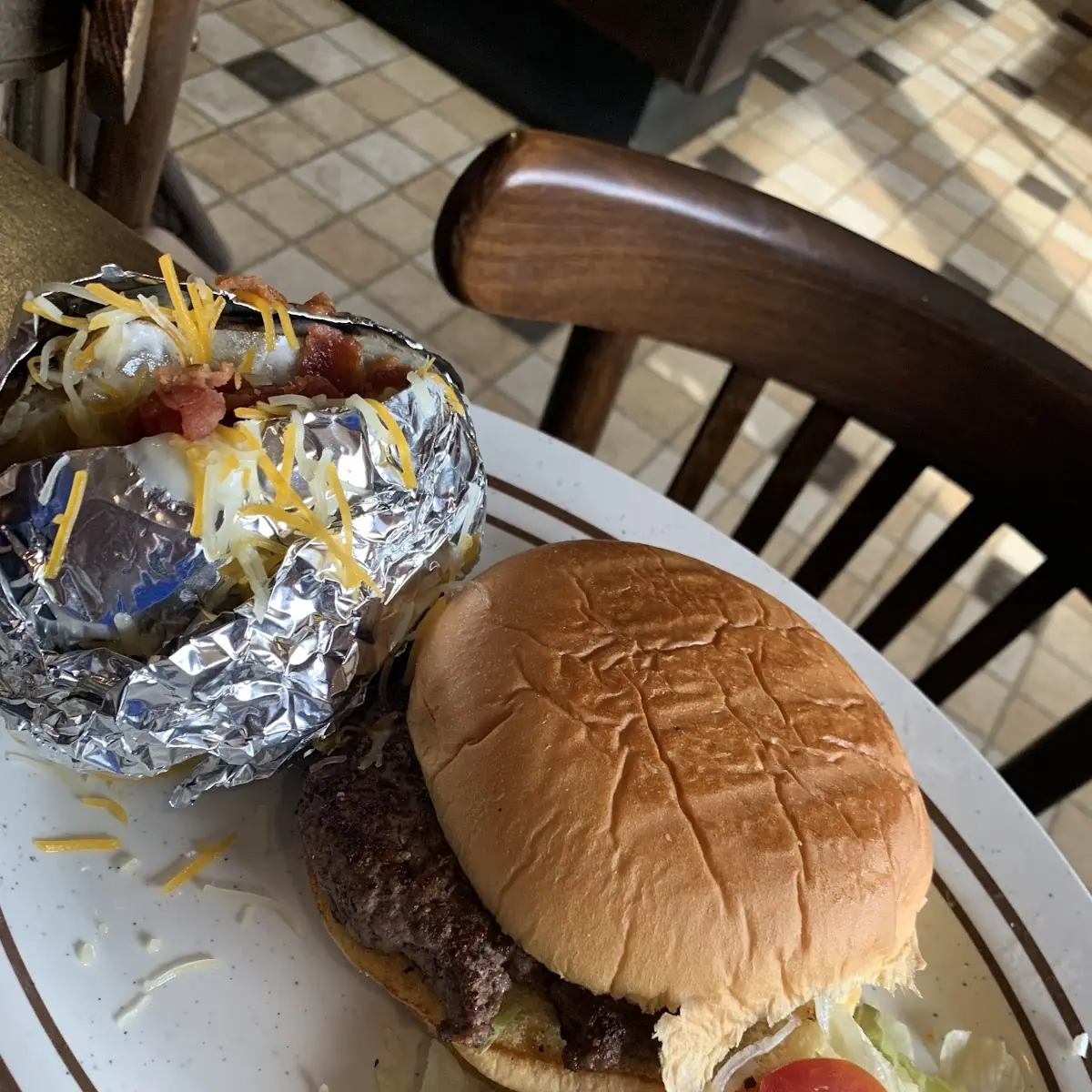 Hamburger with Baked Potato