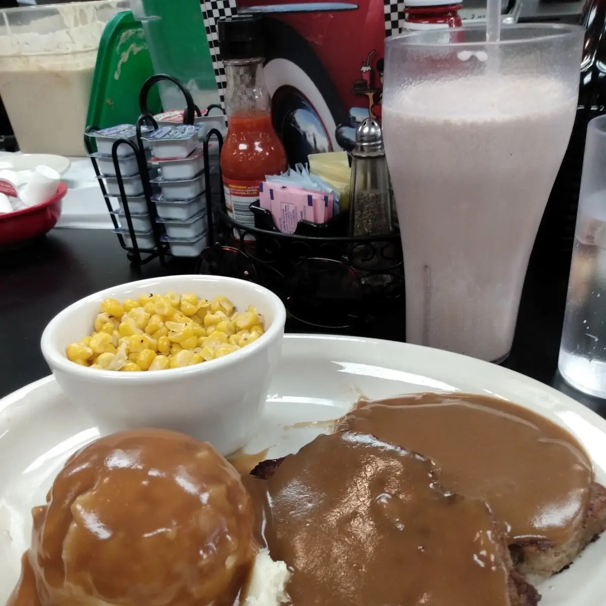 Meatloaf Mashed Potatoes and Corn