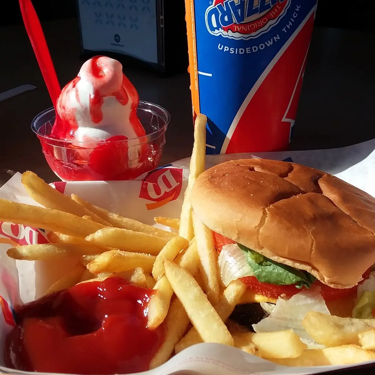 Strawberry Sundae Cheeseburger Combo