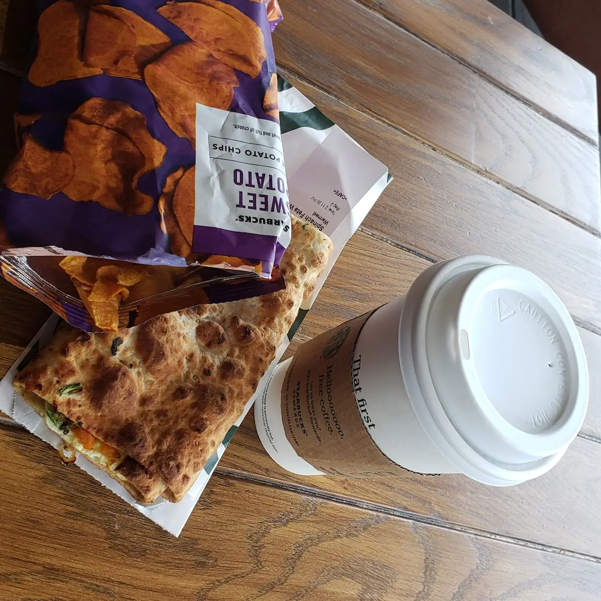 Spinach Feta Wrap and Sweet Potato Chips