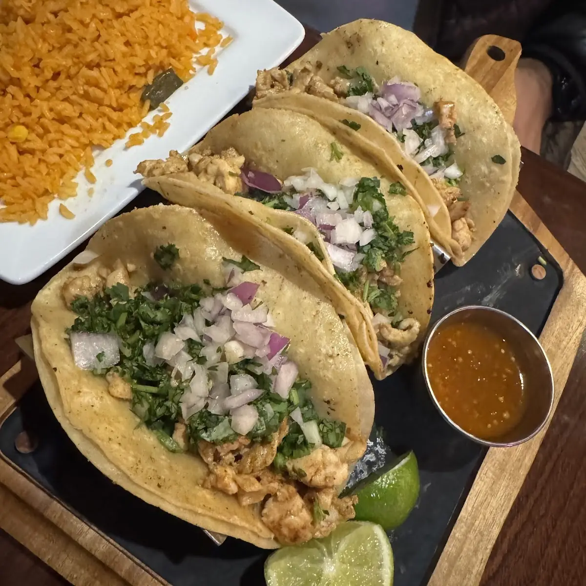 Chicken Tacos and Rice Beans