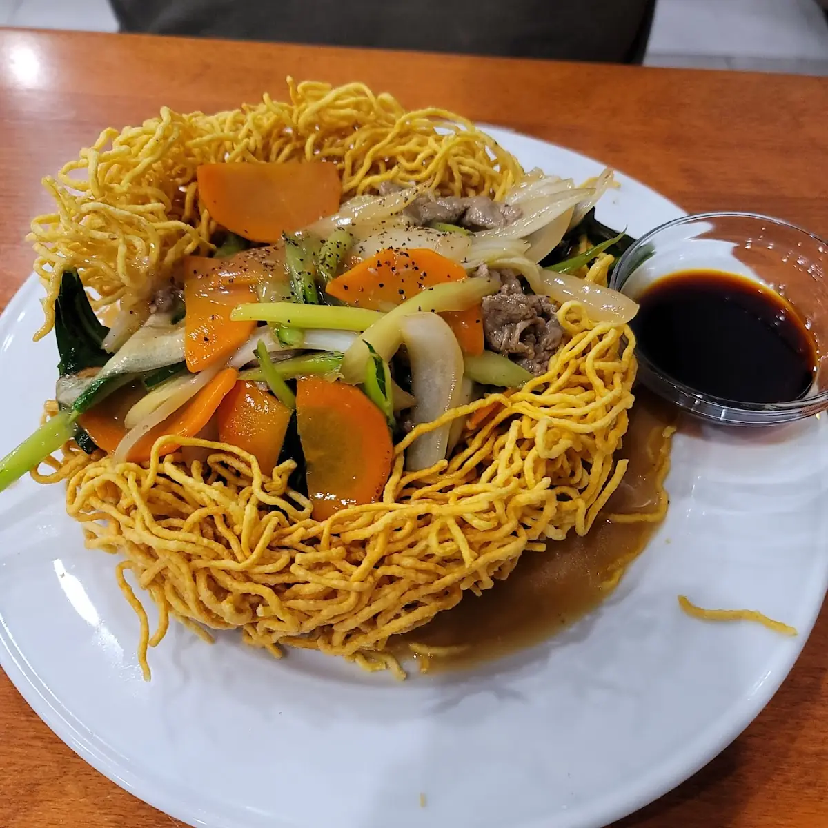 Crispy Noodles with Beef Stir Fry