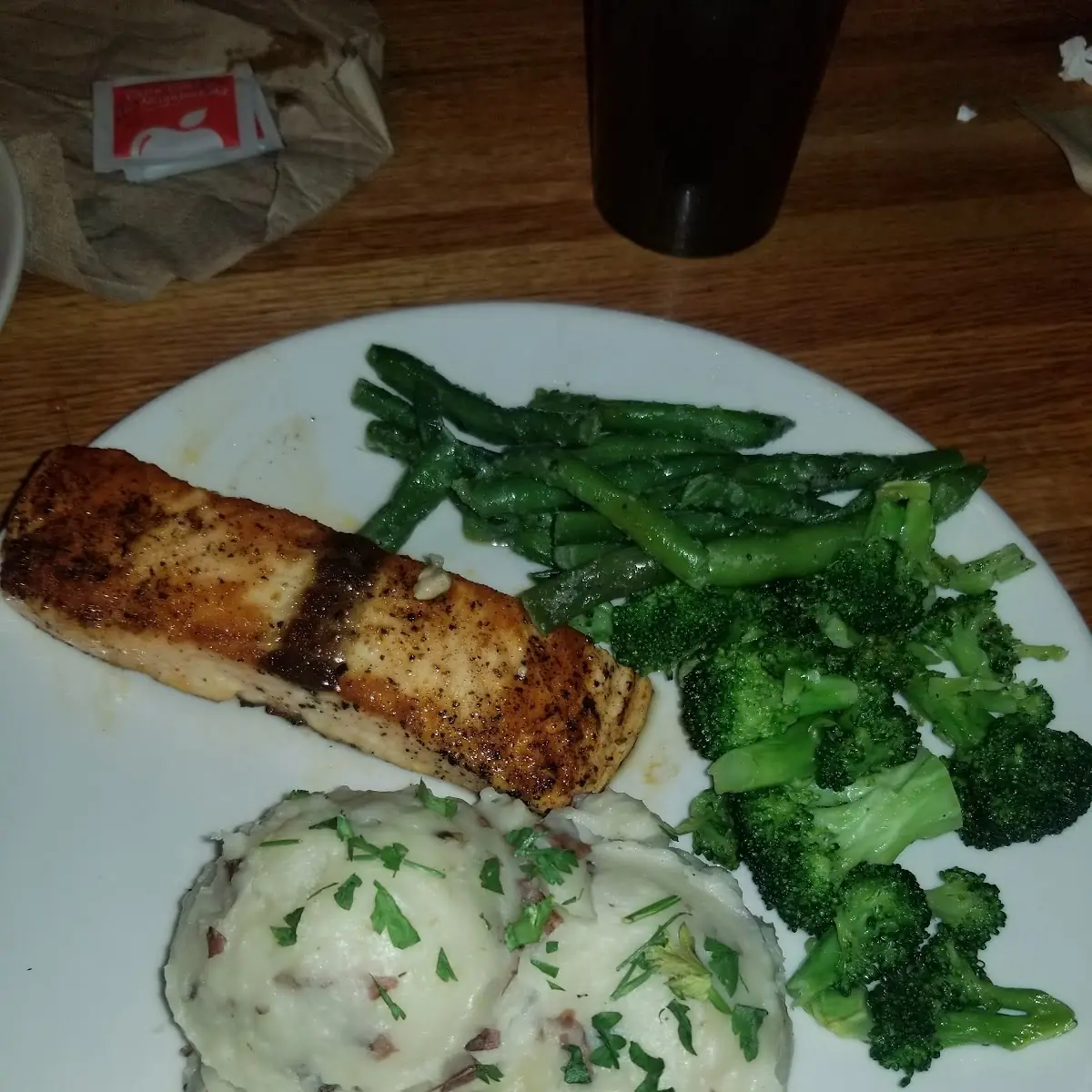 Grilled Salmon with Garlic Mashed Potatoes
