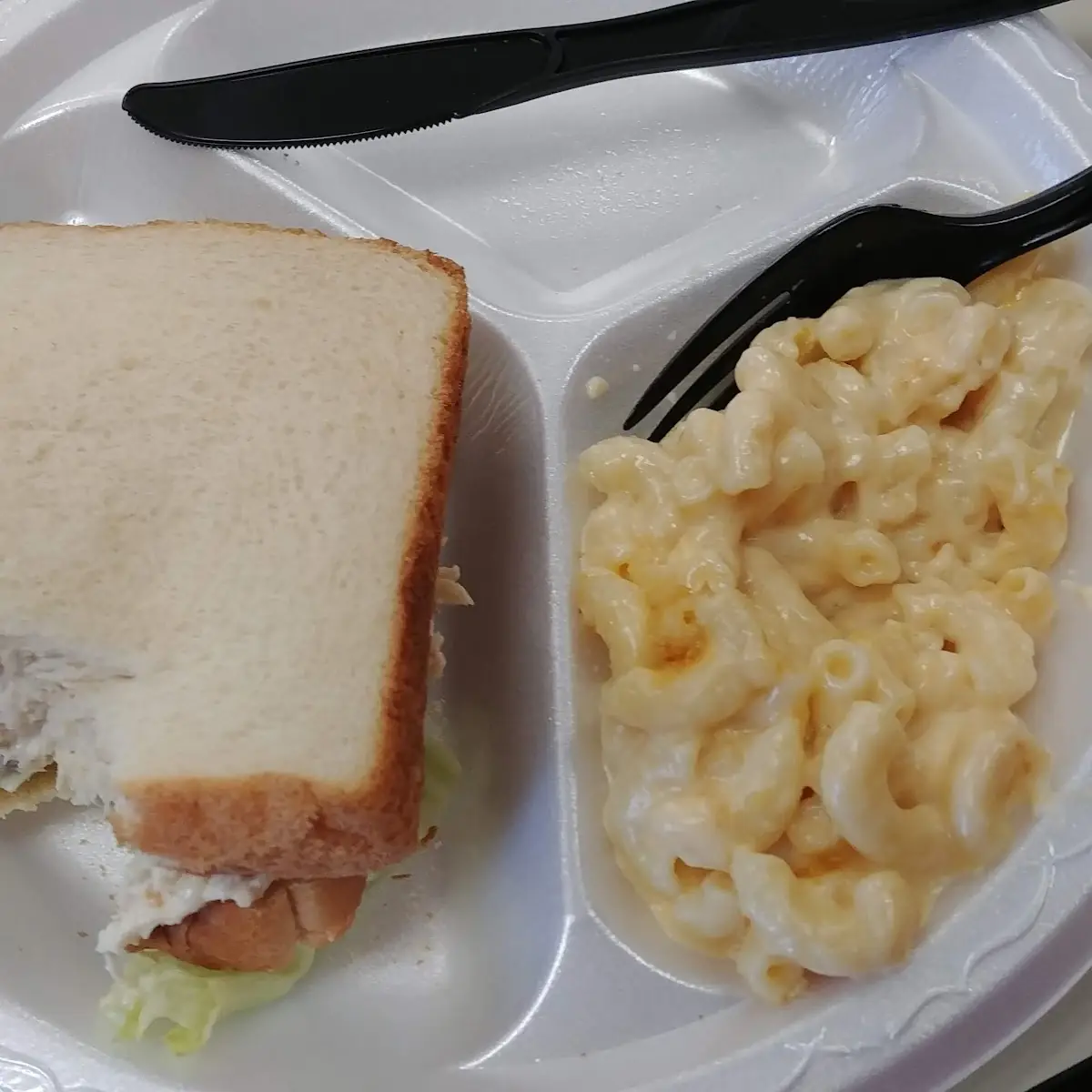 Chicken Salad Sandwich with Mac and Cheese