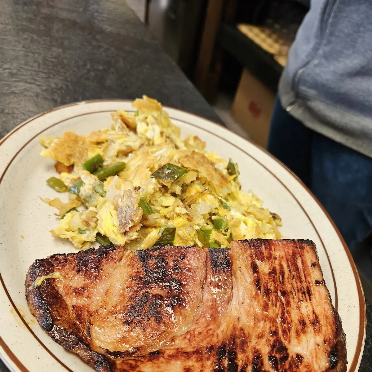 Ham Steak with Omelette