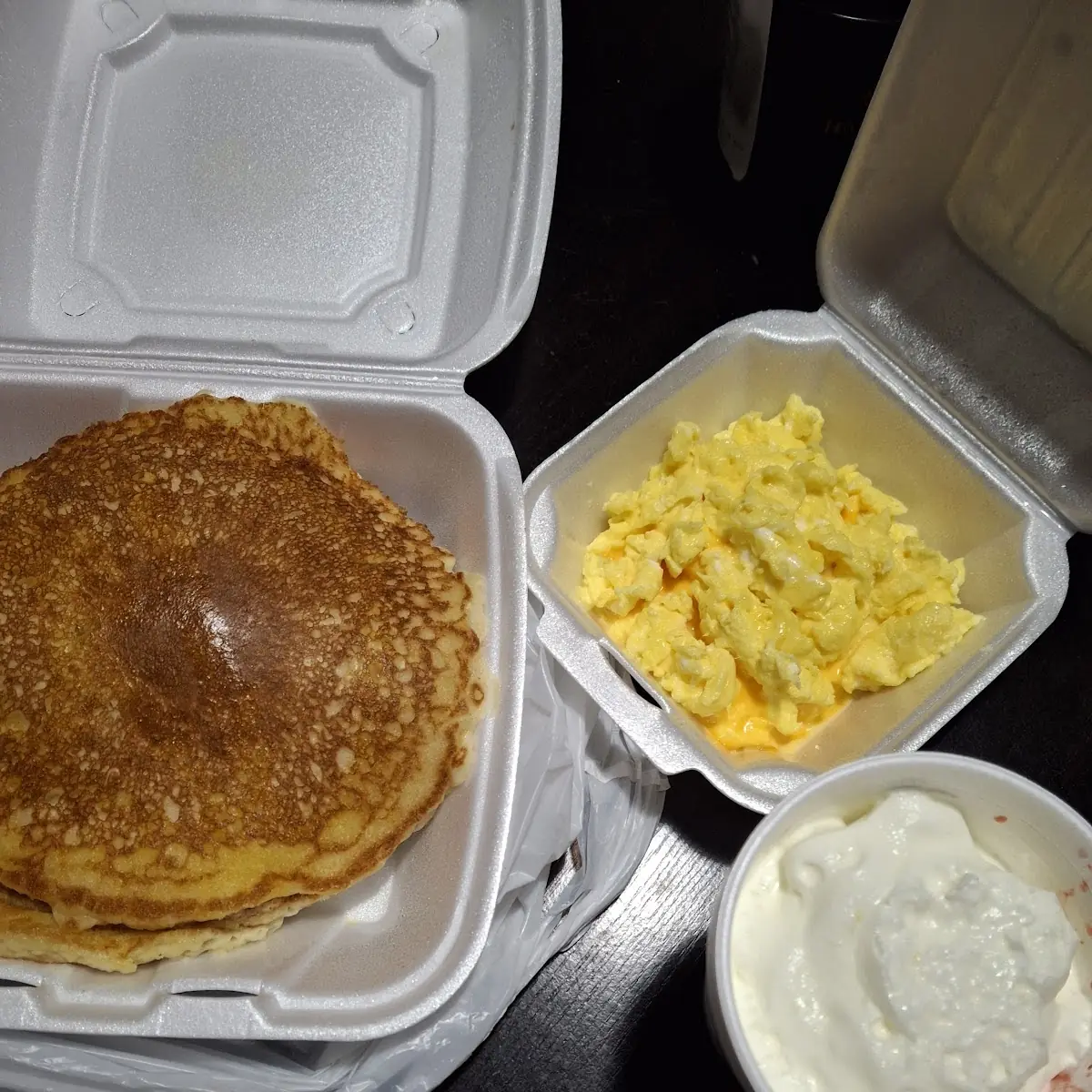 Strawberry Pancake Breakfast with Scrambled Eggs Add