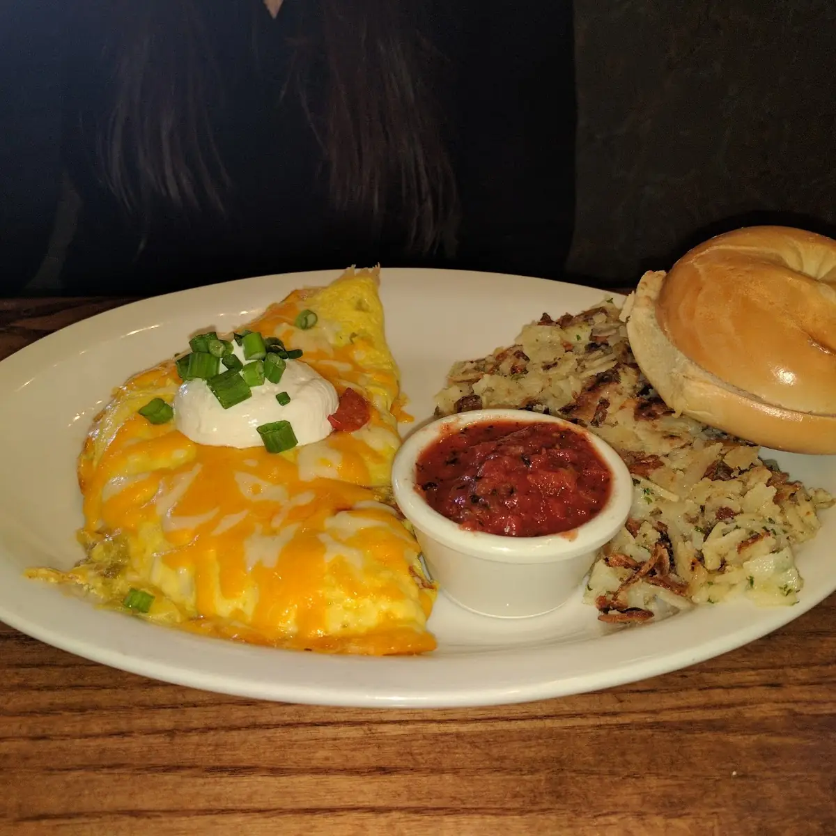 Ham & Egg Scrambled Cheddar Cheese Toast and Potatoes