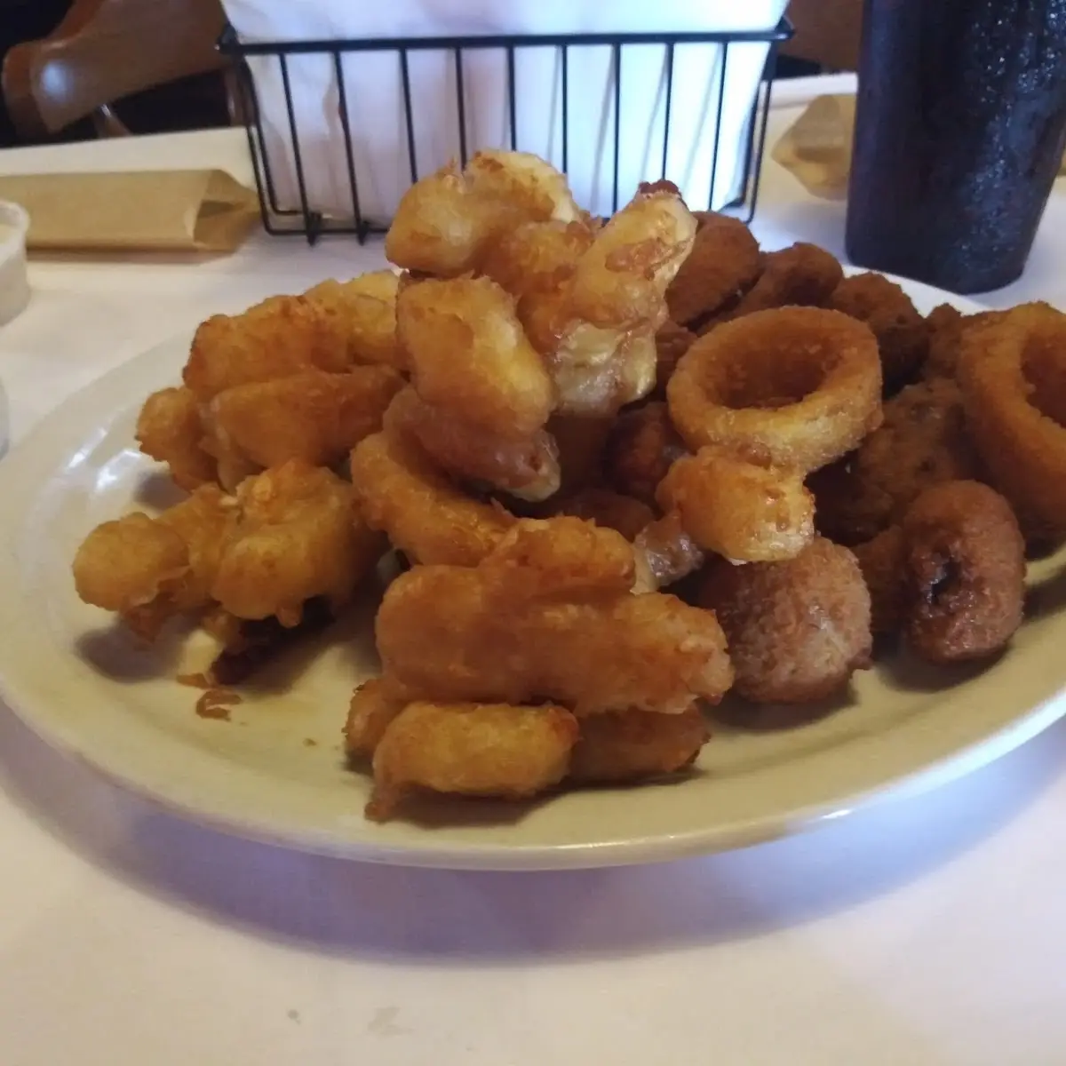 Sampler Platter Deep Fried Cheese Curds Onion Rings and Deep Fried Mushrooms