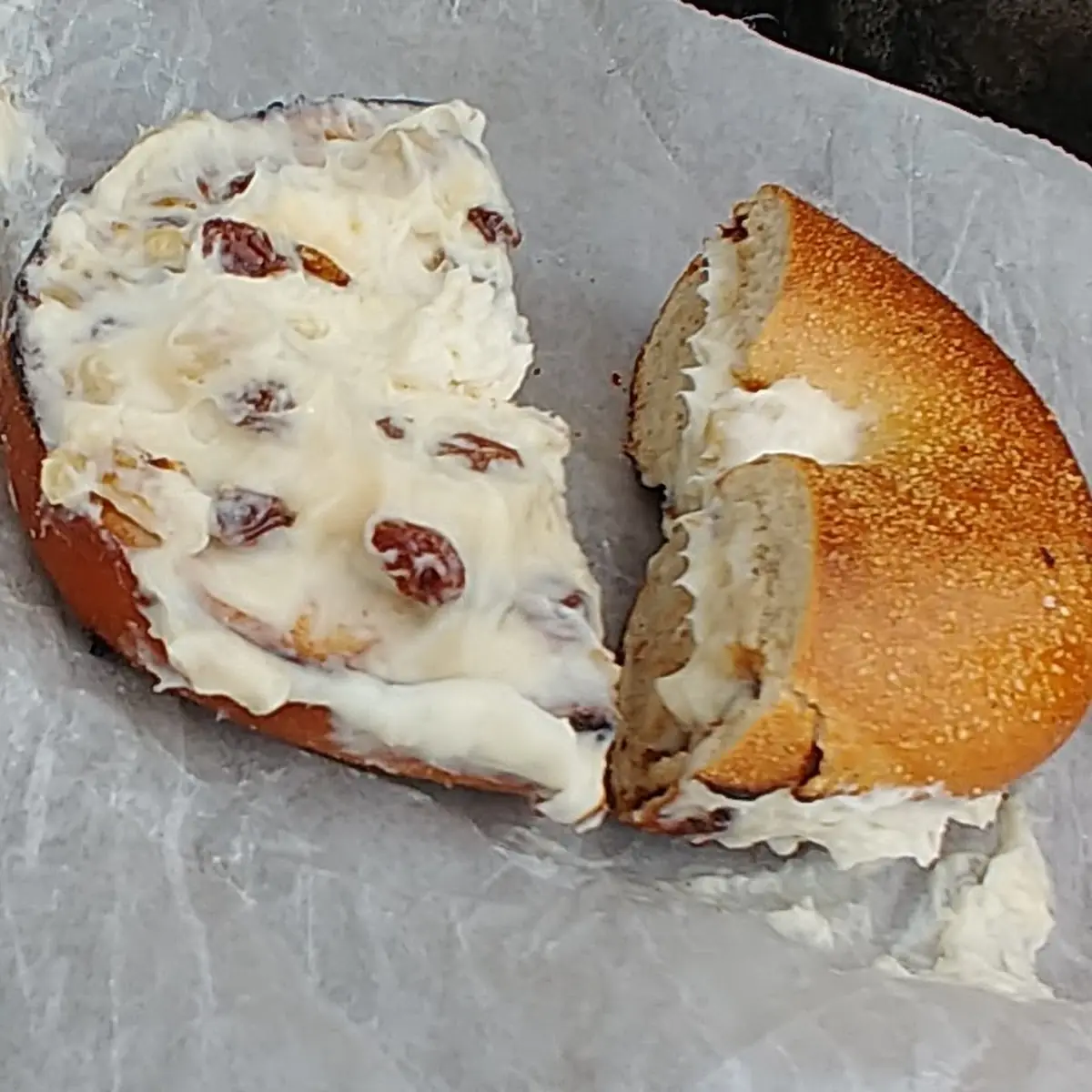 Cinnamon Raisin Cream Cheese Bagel