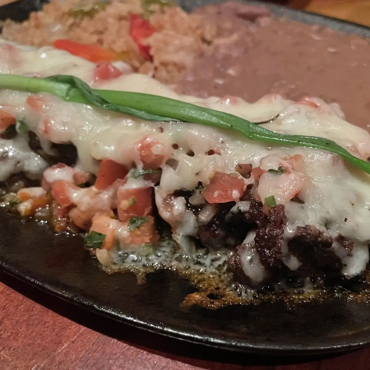 Sizzling Skirt Steak with Beans and Rice