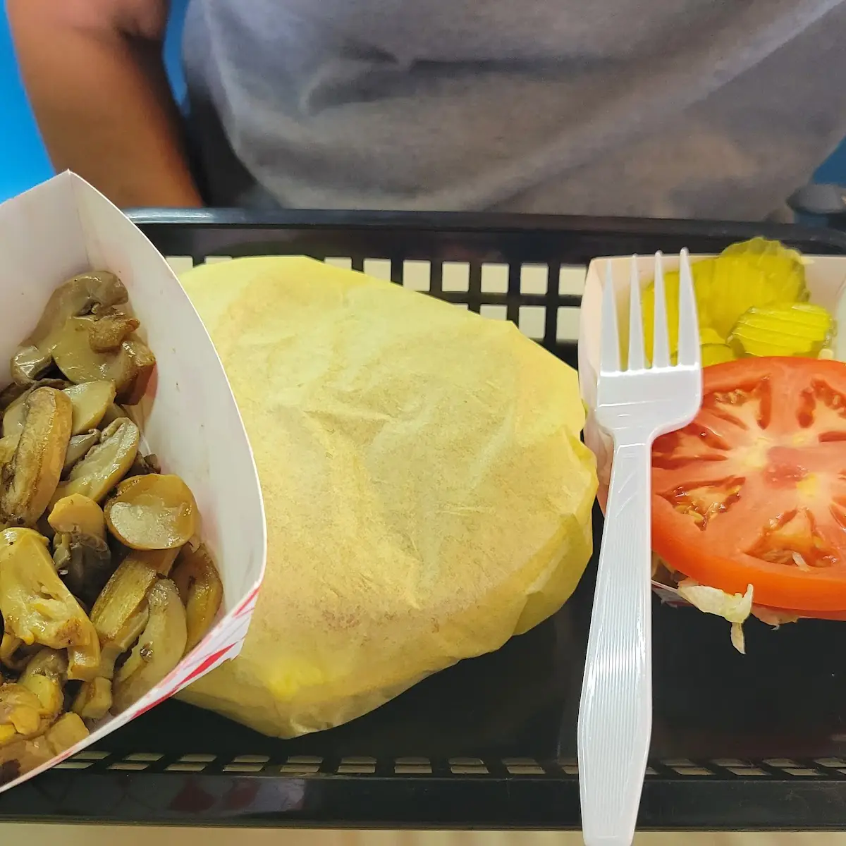 Mushroom Swiss Burger with Everything on the Side