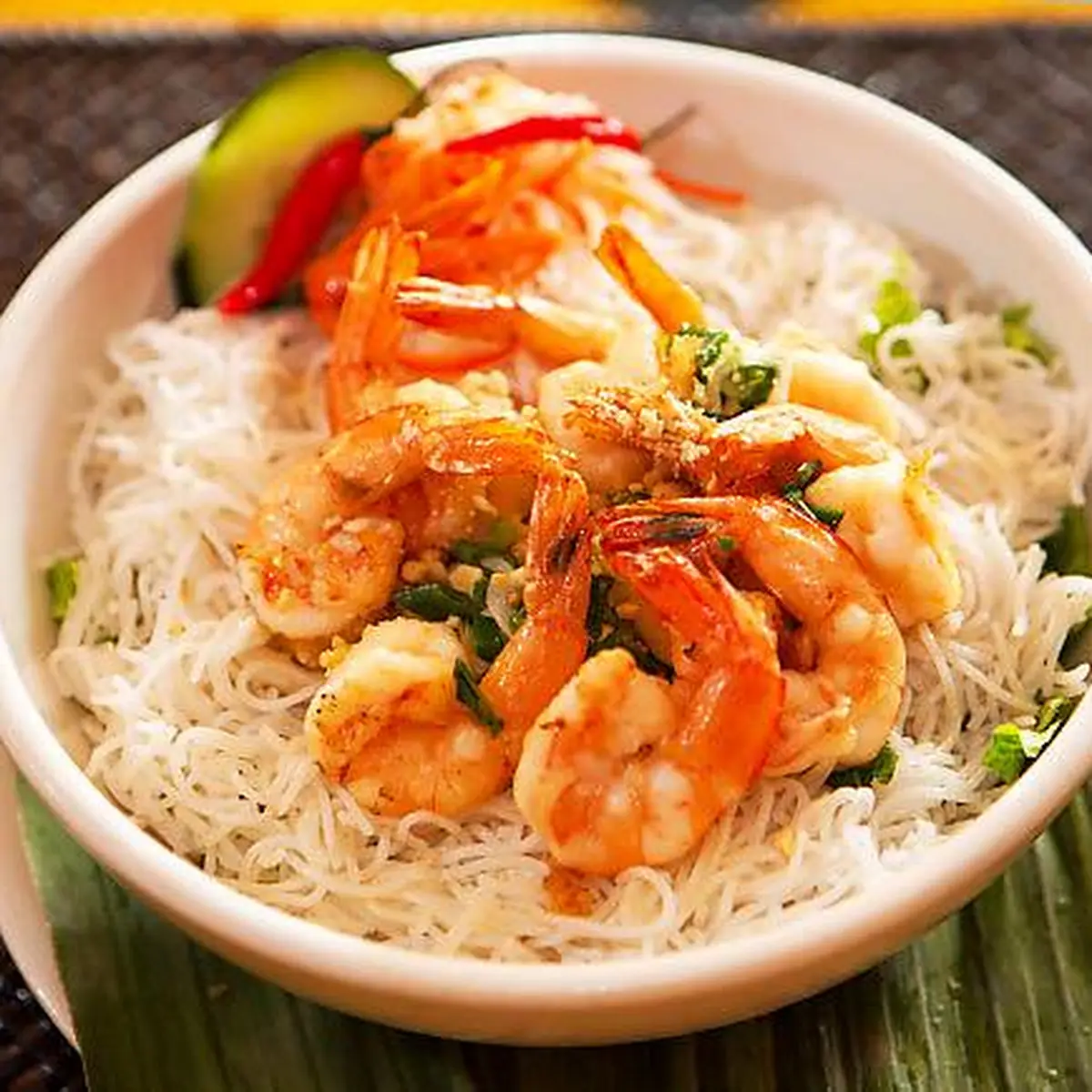Rice Vermicelli with Char Broiled Shrimps