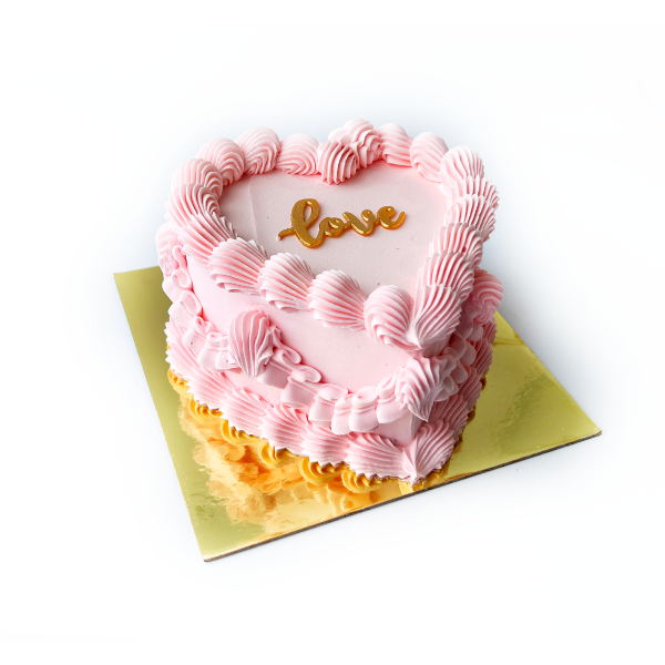 Mother's Day Vintage Vanilla Heart Cake, Petit Delights - Scarborough