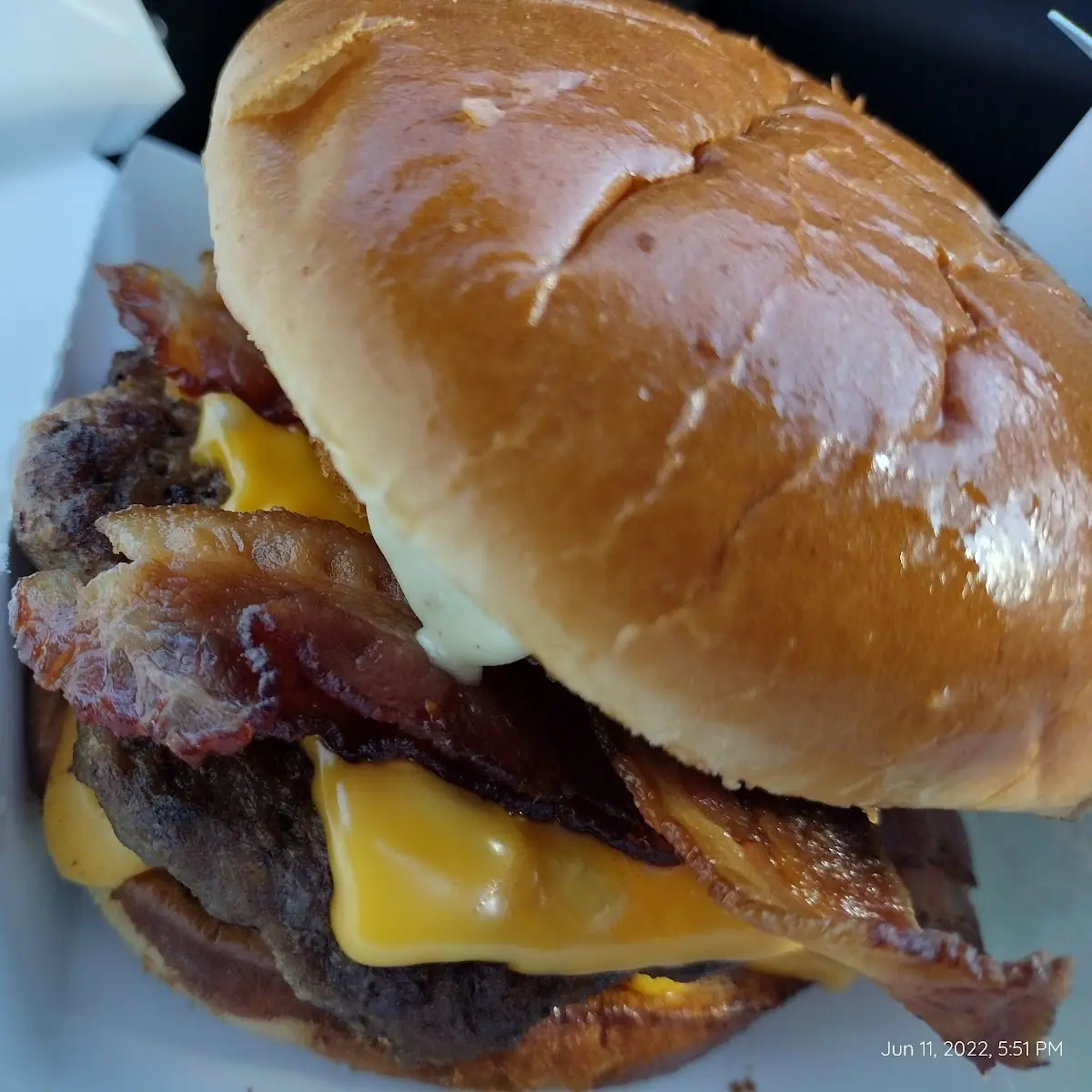 Double Bacon Cheeseburger with Onion Rings