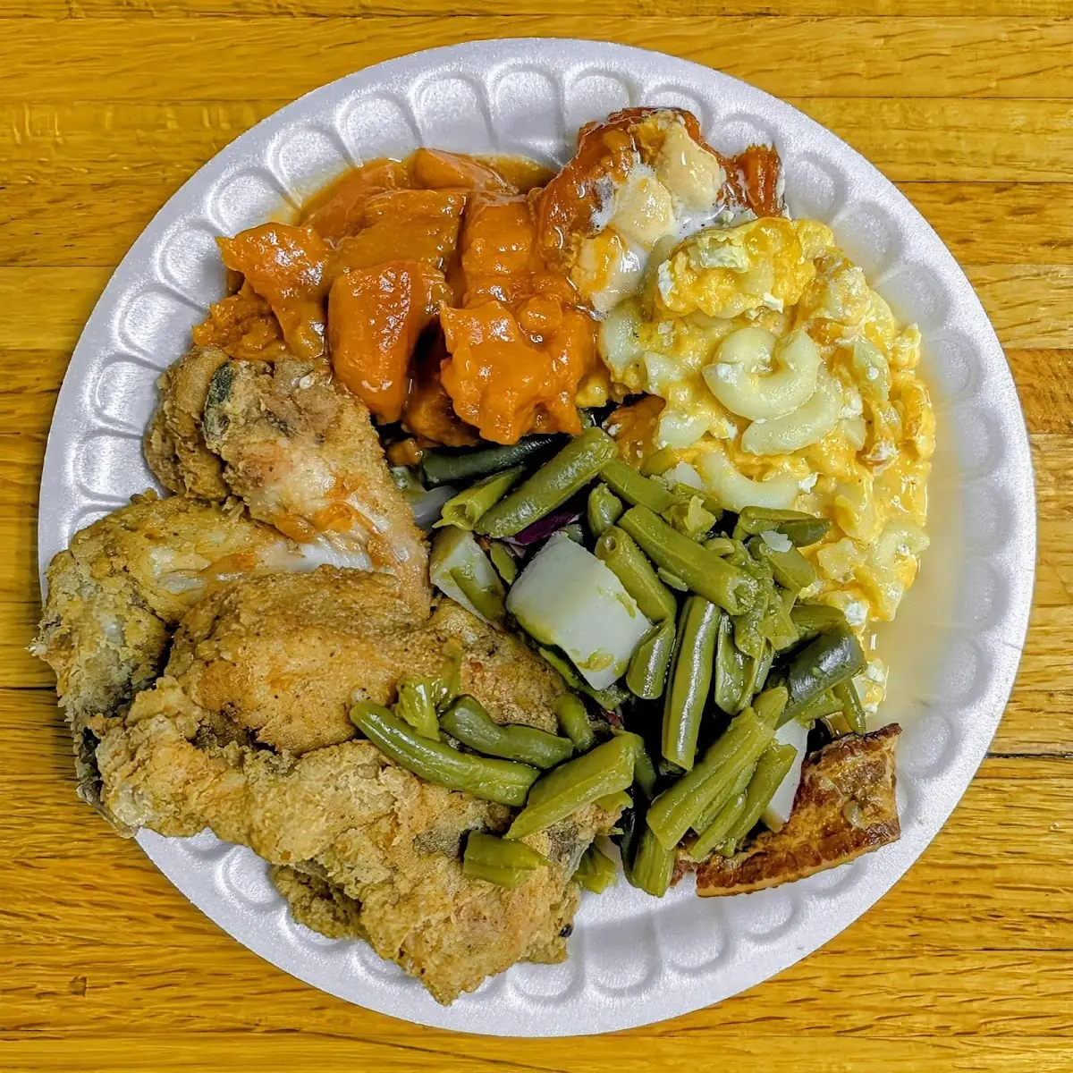 Fried Chicken Mac and Cheese Green Beans