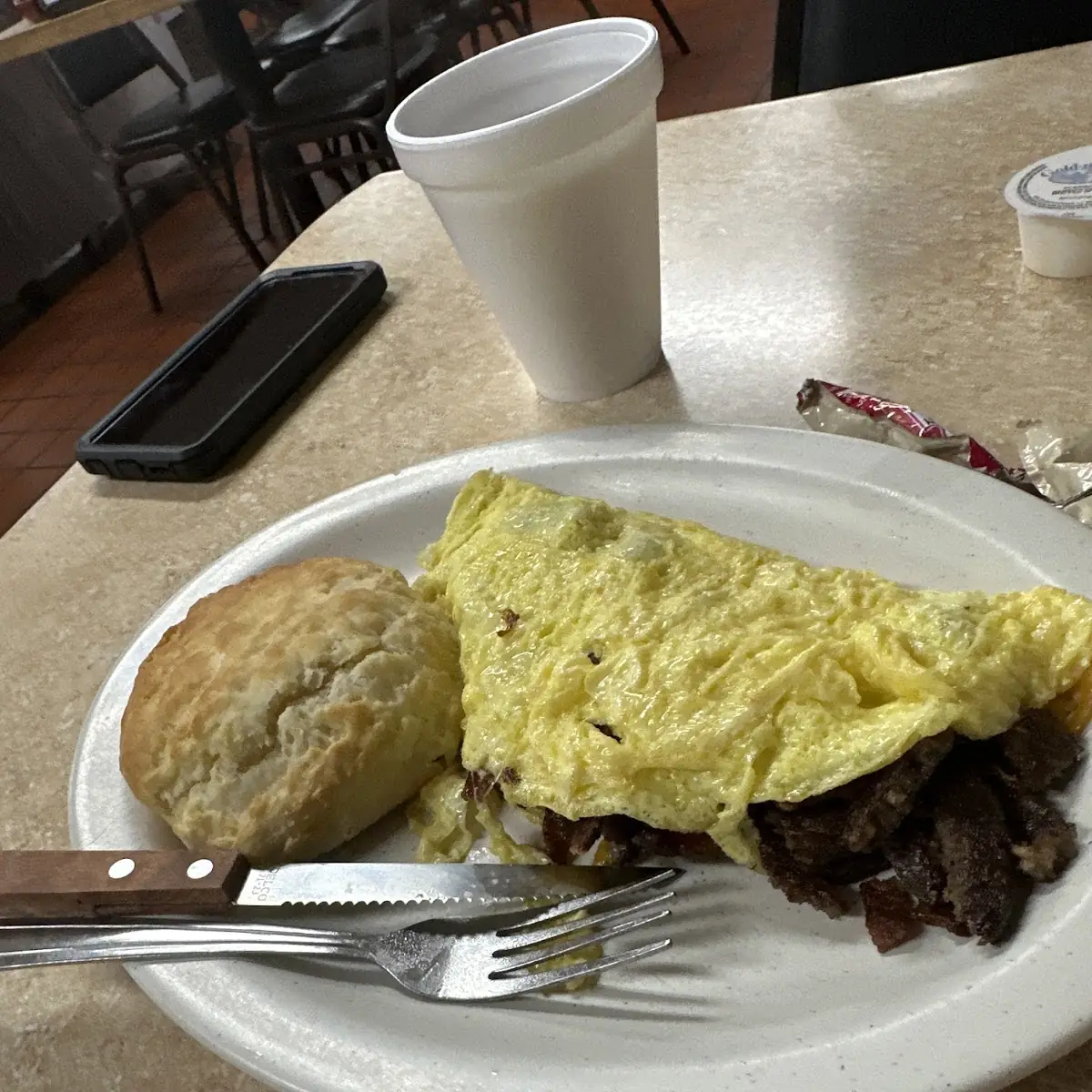 Ham & Cheese Omelet & Biscuit