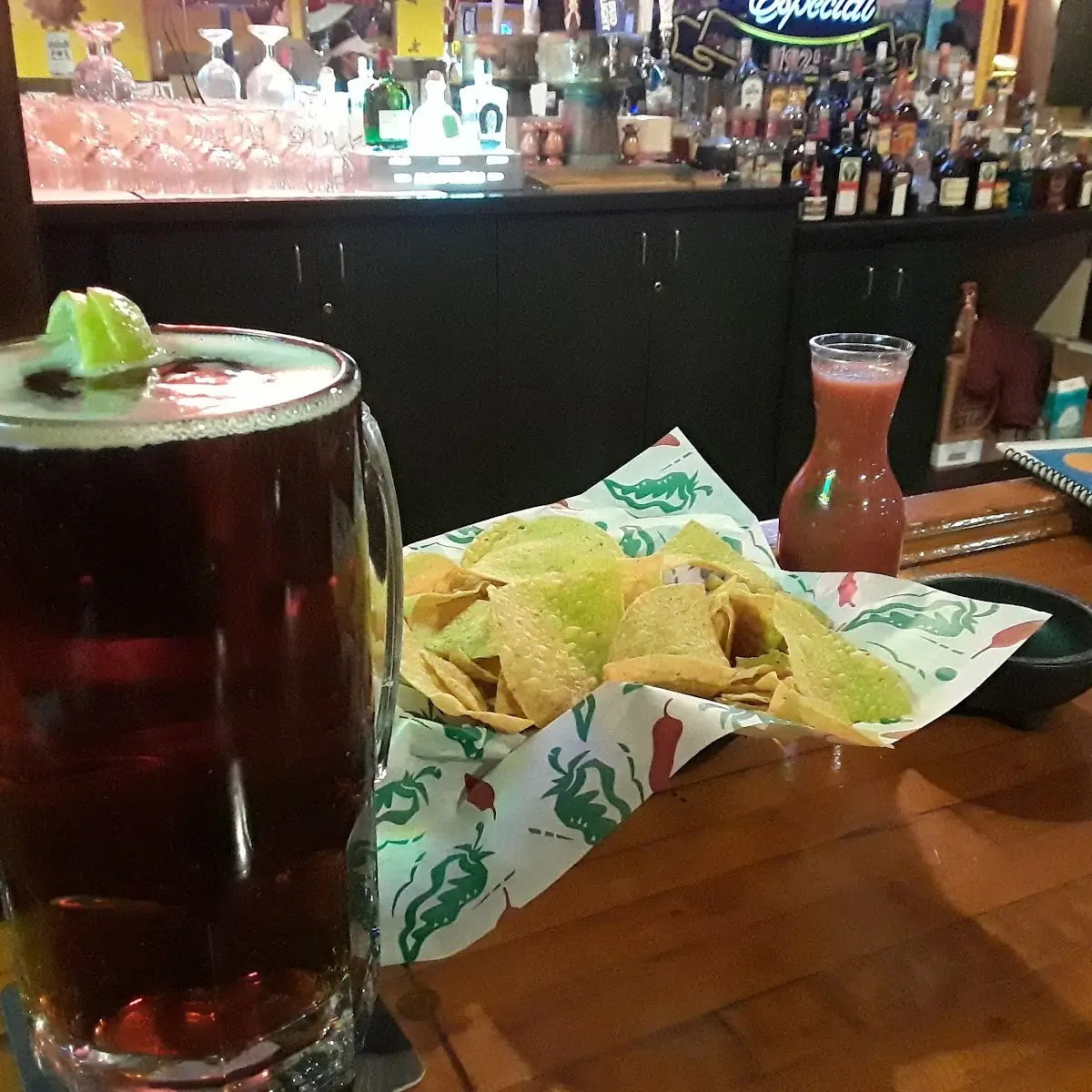 Chips Salsa and a Beer